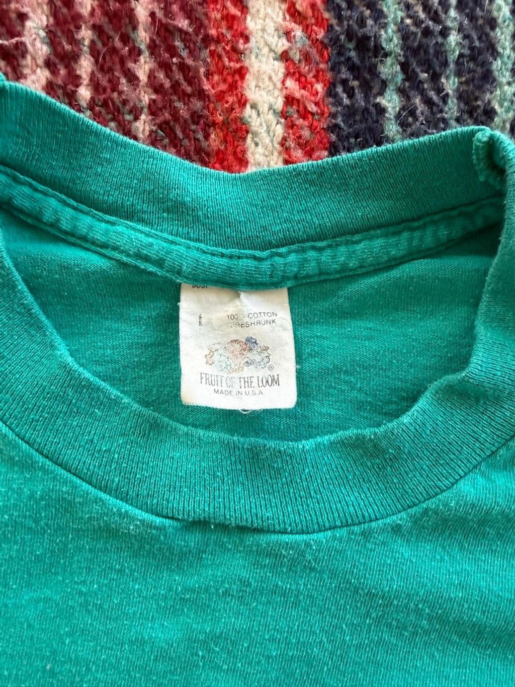Fruit Of The Loom 90s Fruit of the Loom Teal Selvedge Pocket Tee L Size US L / EU 52-54 / 3 - 5 Thumbnail