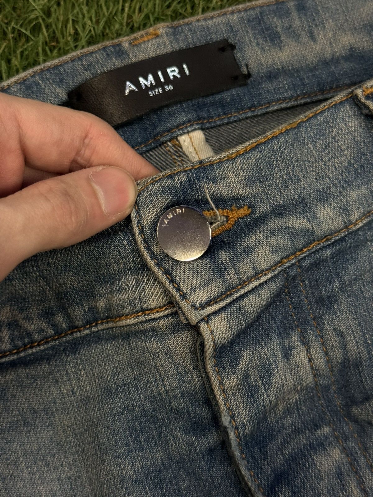 Amiri Amiri Jeans “Bones” Blue Pants Green Patch Rare Size 36 🧼 Size US 36 / EU 52 - 7 Thumbnail