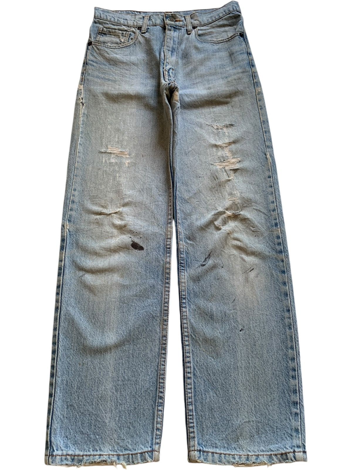 Levi's × Levi's Vintage Clothing Vintage 90s Levis Big E Painted Blue Wash Distressed Jeans Size US 28 / EU 44 - 1 Thumbnail