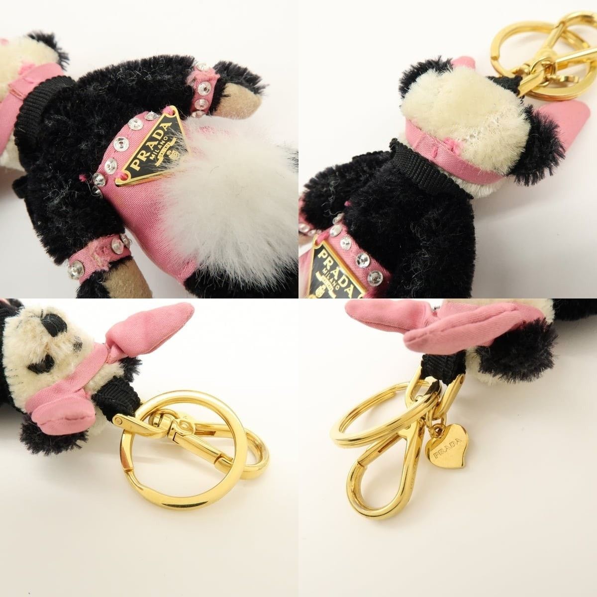 Prada Prada Panda Bunny Charm Canvas Keychain Black Size ONE SIZE - 5 Thumbnail