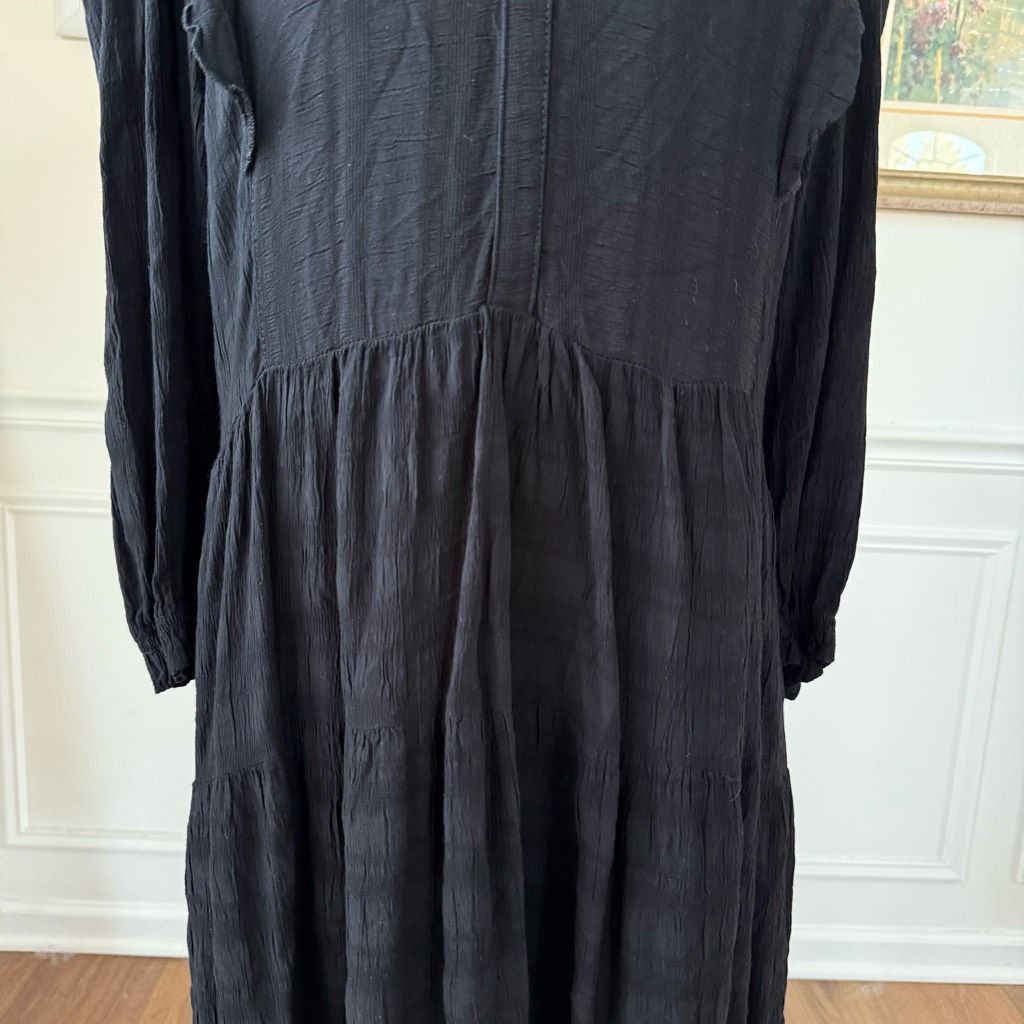 Anthropologie Anthropologie Amadi Rossi Ruffled Tunic Black 3/4 Sleeves Dr Size M / US 6-8 / IT 42-44 - 4 Thumbnail