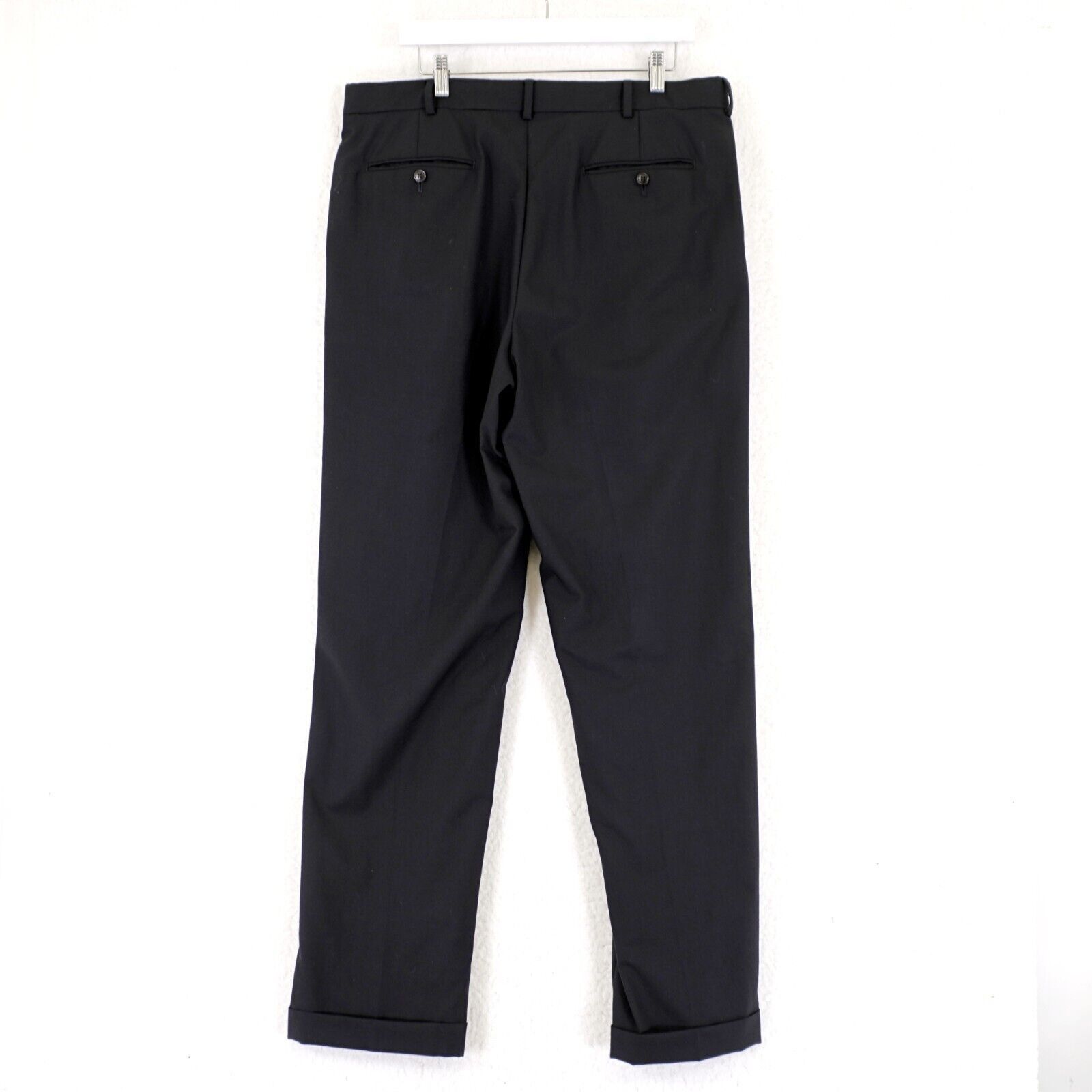 Lands' End Land's End Black Wool 36/34 Dress Pants High Rise Pleated Cu Size 36R - 5 Thumbnail