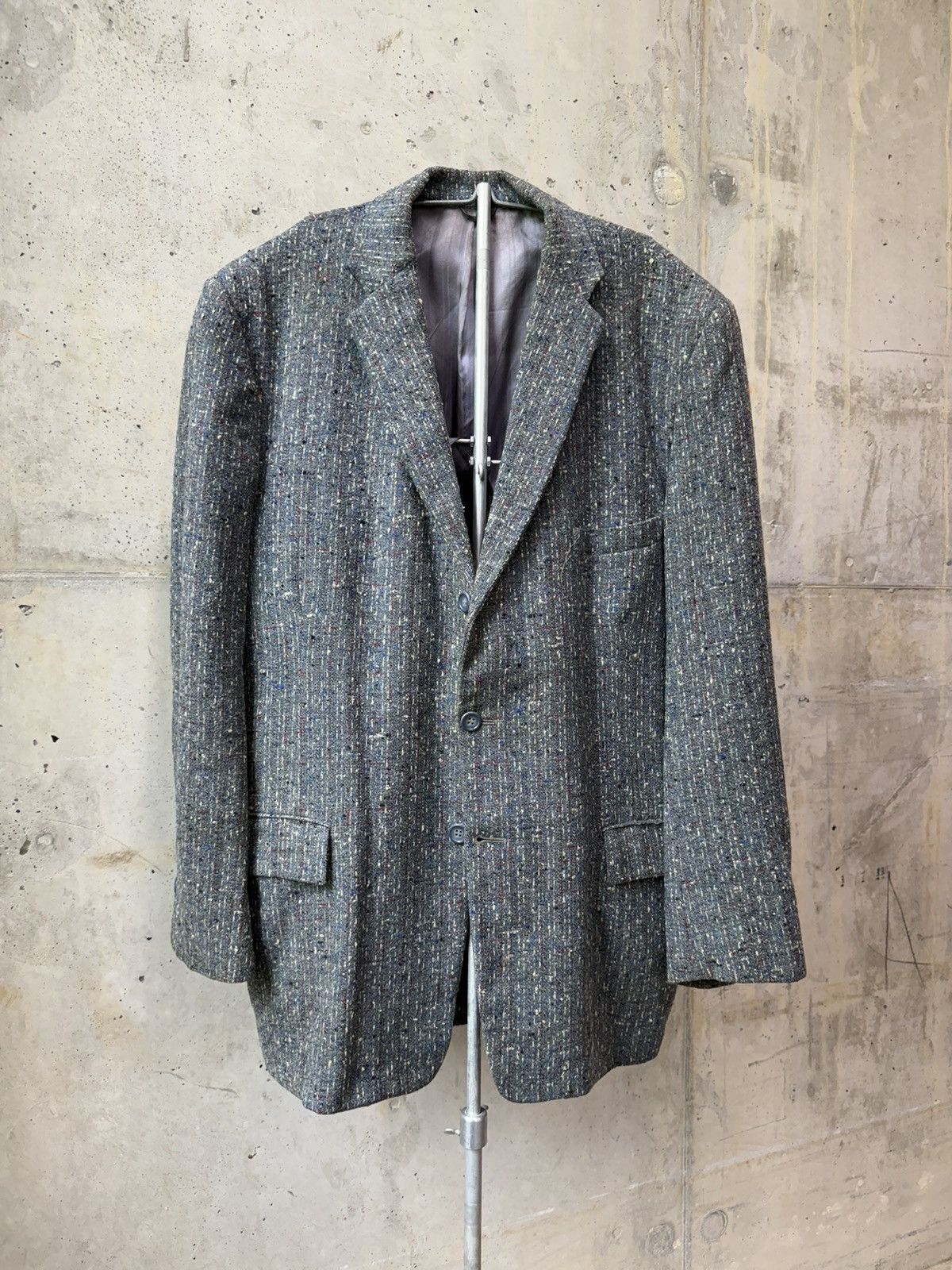 Vintage 50s Grey Black/Blue/Red Atomic Fleck Wool Rockabilly Jacket Size 44R - 3 Thumbnail