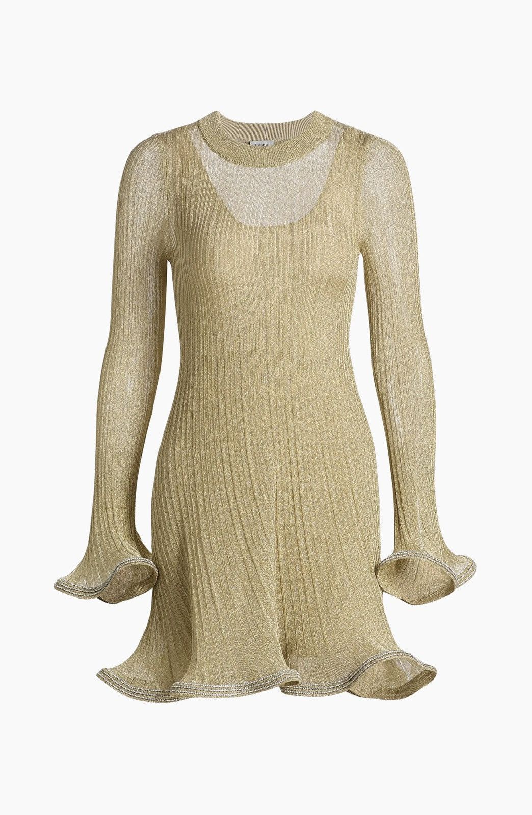 Simkhai SIMKHAI Zelda Metallic Flared Hem Rib-Knit Minidress size M Size M / US 6-8 / IT 42-44 - 1 Thumbnail