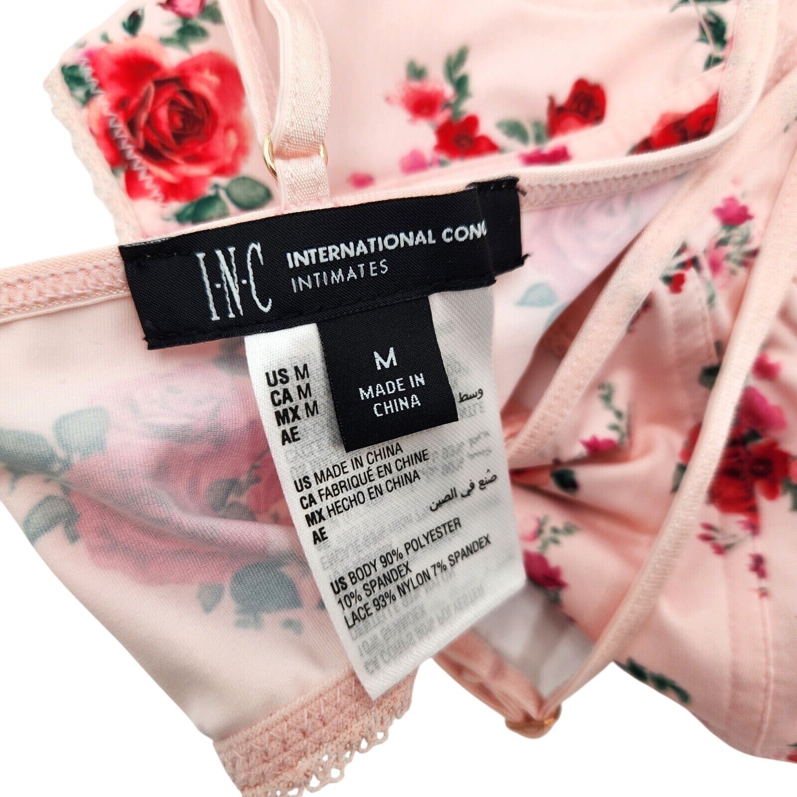The Unbranded Brand INC Int Concepts Women Pink Floral Lace-Trim Bralette Size M Size ONE SIZE - 4 Thumbnail