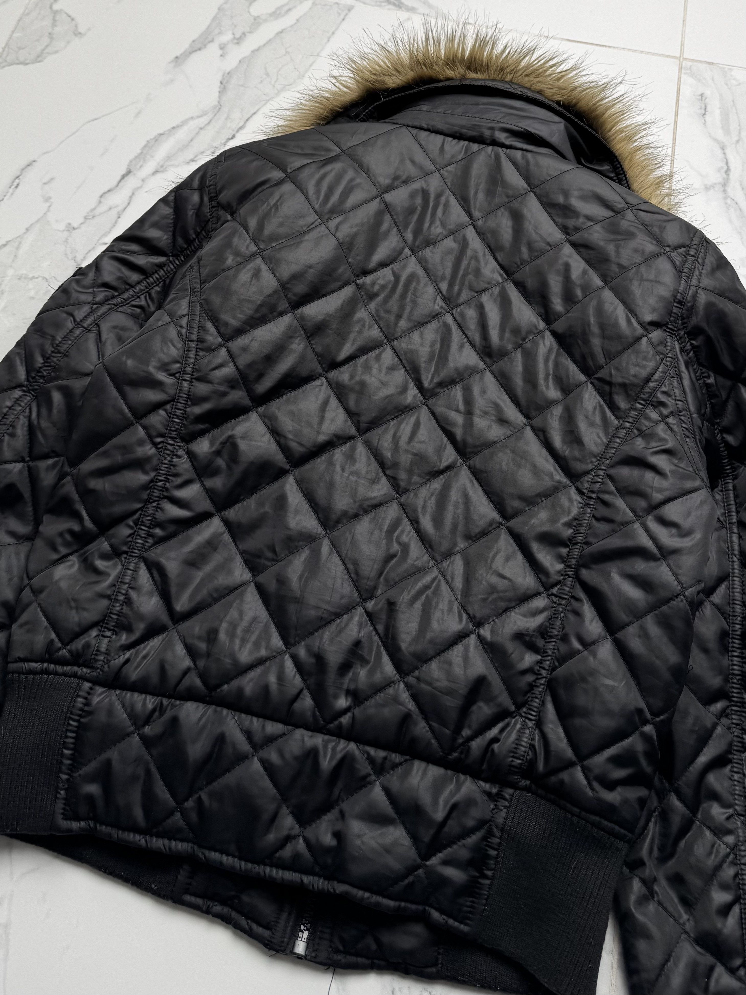 Vintage Vintage Black Quilted Bomber Jacket With Faux Fur Collar Y2K Size S / US 4 / IT 40 - 9 Thumbnail
