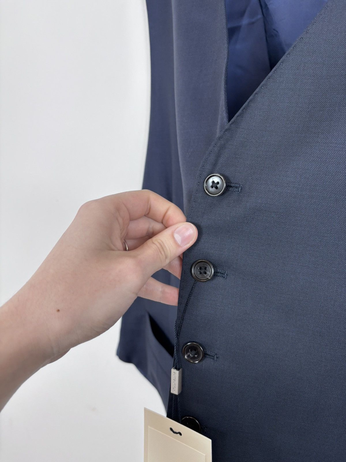 Suitsupply Suitsupply Lazio Men’s Navy Blue Wool Waistcoat Vest Size 52S - 8 Thumbnail