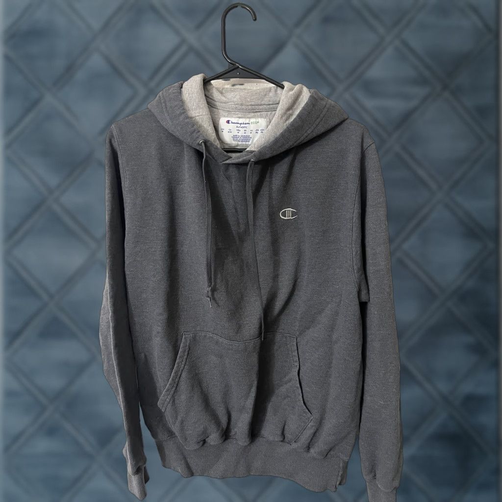 Champion Champion Powerblend Hoodie Men M Gray Solid Fleece Hooded Pullover Crew Neck Pouch Logo Gym Training Mens Size US M / EU 48-50 / 2 - 1 Thumbnail