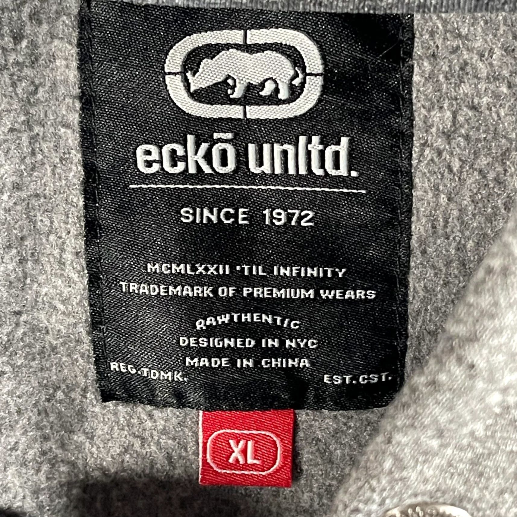 Ecko Unltd. Ecko Unltd Hoodie Mens XL Gray Full Zip Fleece Sleeve Graphic Streetwear Size US XL / EU 56 / 4 - 5 Thumbnail