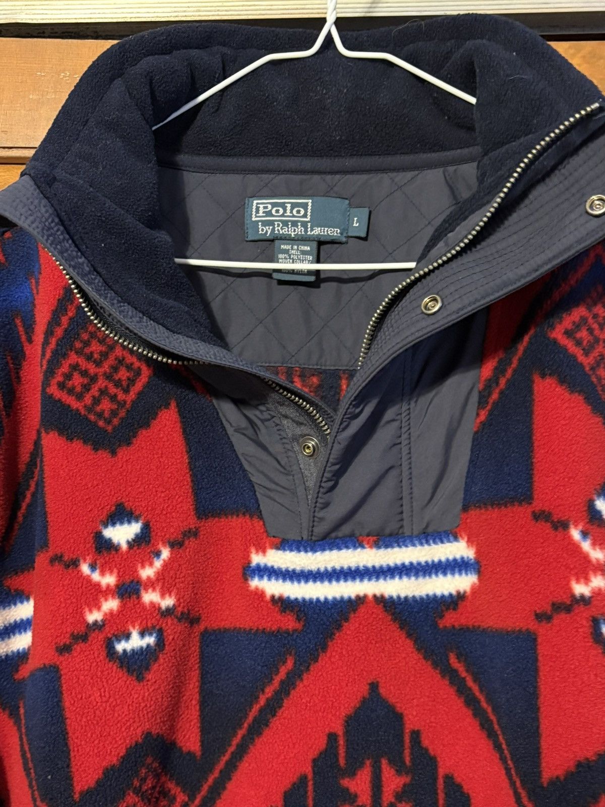 Polo Ralph Lauren Vintage Polo by Ralph Lauren Mens Sz L Native Fleece Red Size US L / EU 52-54 / 3 - 3 Thumbnail