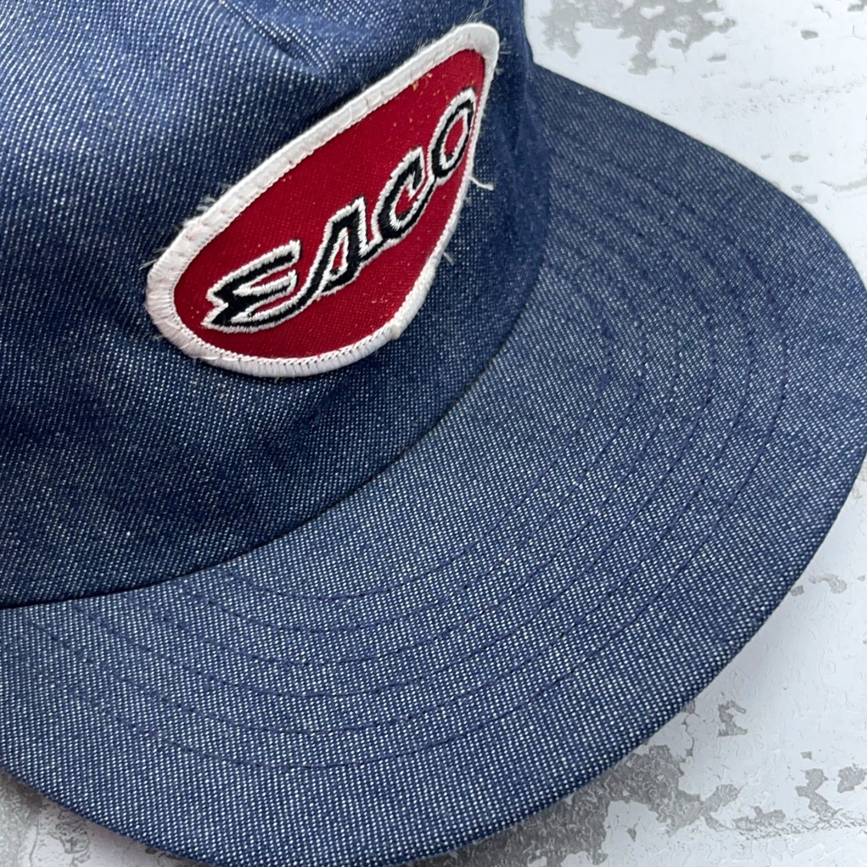 Vintage VINTAGE Ownco Hat Cap Trucker SnapBack Denim Patch 80s Made In USA Foam Jean Farm Adjustable One Size Blue Mens Size US 35 - 4 Thumbnail