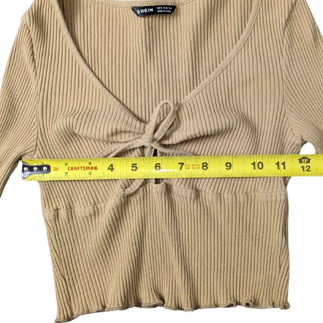 Shein Shein Cropped Tie-Shirt with Center Cutout and Frill Hems Size M / US 6-8 / IT 42-44 - 5 Thumbnail