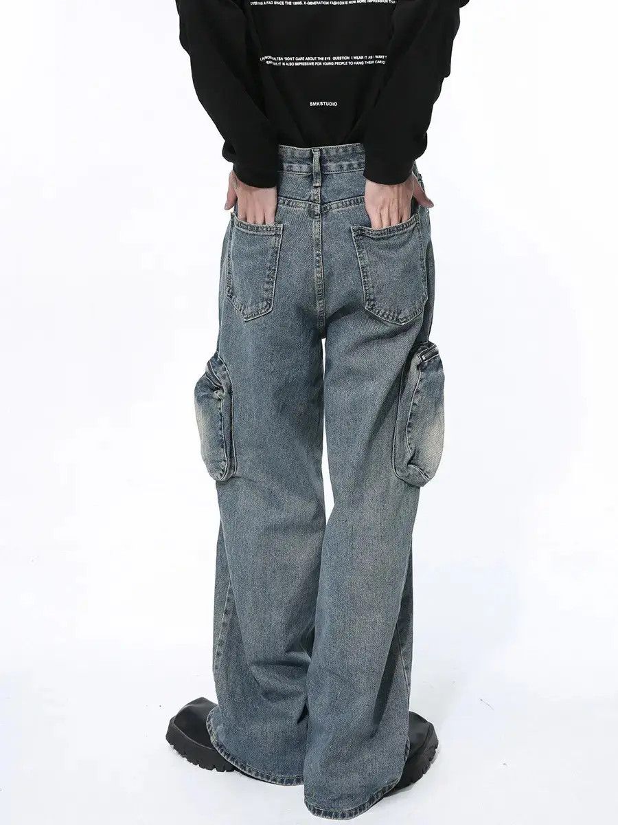 Japanese Brand Retro loose washed straight leg jeans Size US 32 / EU 48 - 3 Thumbnail