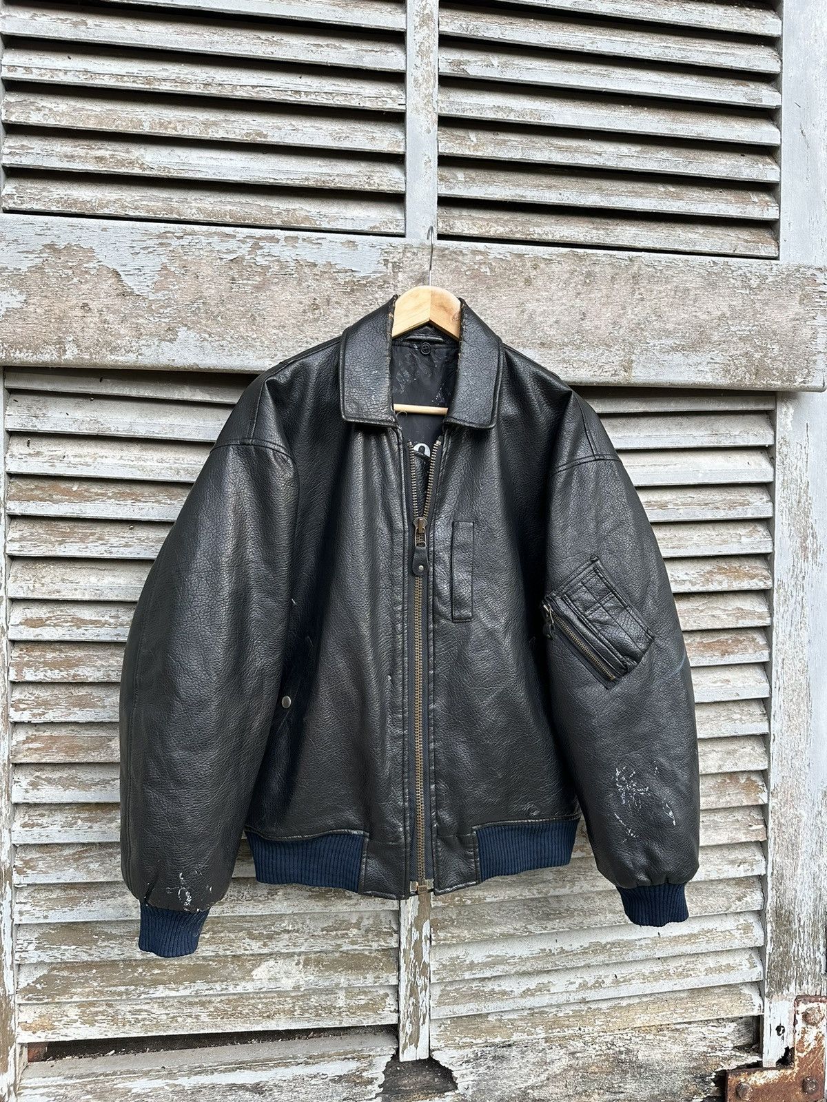 Vintage 👹Vintage Airborne US Airforce Leather Bomber Jacket Size US M / EU 48-50 / 2 - 3 Thumbnail