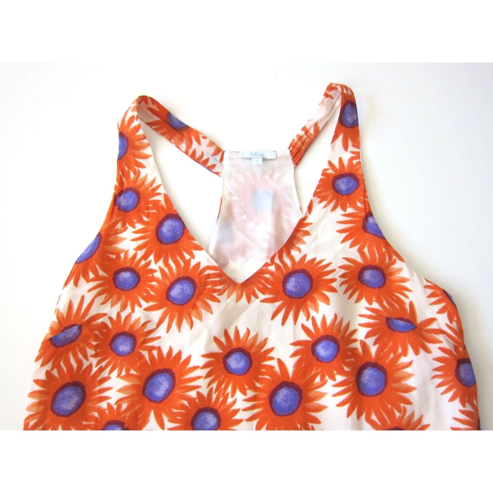Vintage VINTAGE Elorie 100% Silk Orange Purple Floral Sleeveless Shift Tank Tunic Slip Dress S Size S / US 4 / IT 40 - 3 Thumbnail