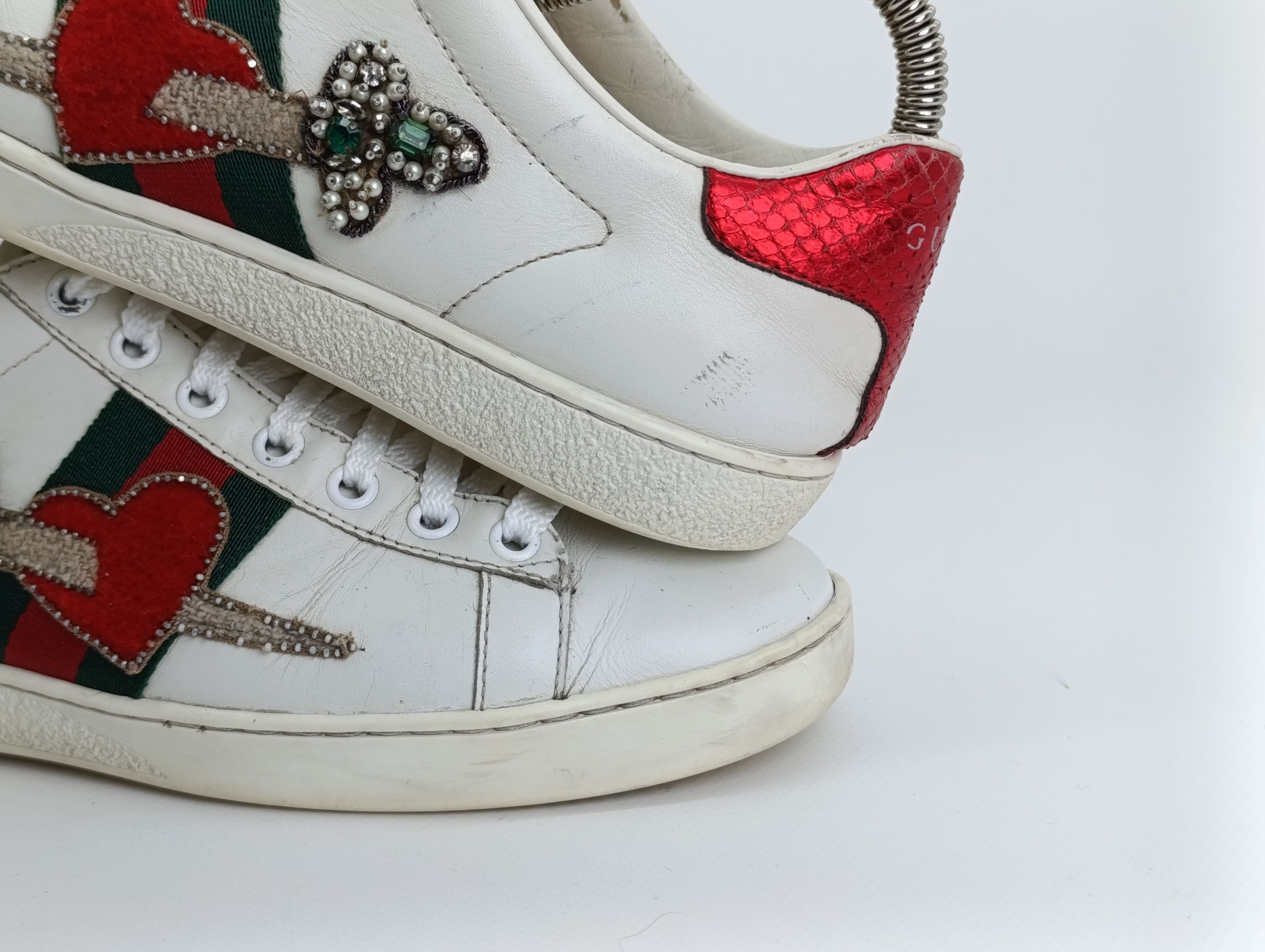 Gucci GUCCI ACE HEART DAGGER LEATHER SHOES EMBROIDERED SNEAKERS Size US 7 / IT 37 - 5 Thumbnail