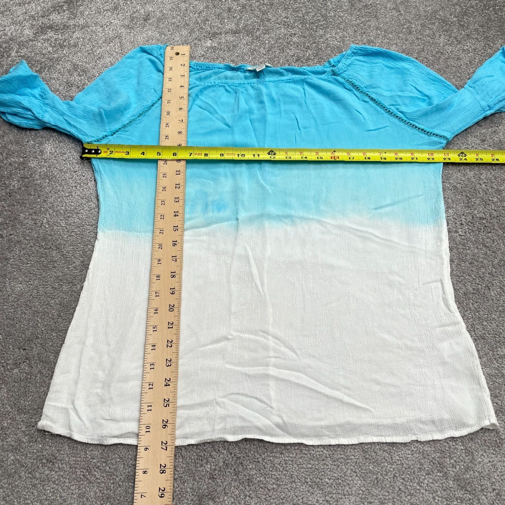 Vintage Cato Ombre Off Shoulder Peasant Top Womens 20W Blue Bell Sleeve Summer Shirt Womens Size 3XL / US 20-22 - 7 Thumbnail