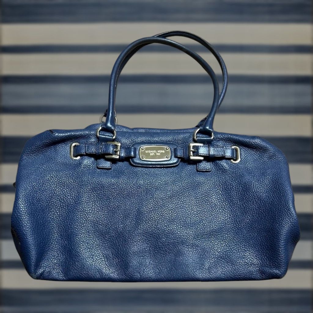 Vintage VINTAGE Michael Kors Hamilton Weekender Navy Pebbled Leather Luggage Satchel Bag Tote Size ONE SIZE - 1 Thumbnail