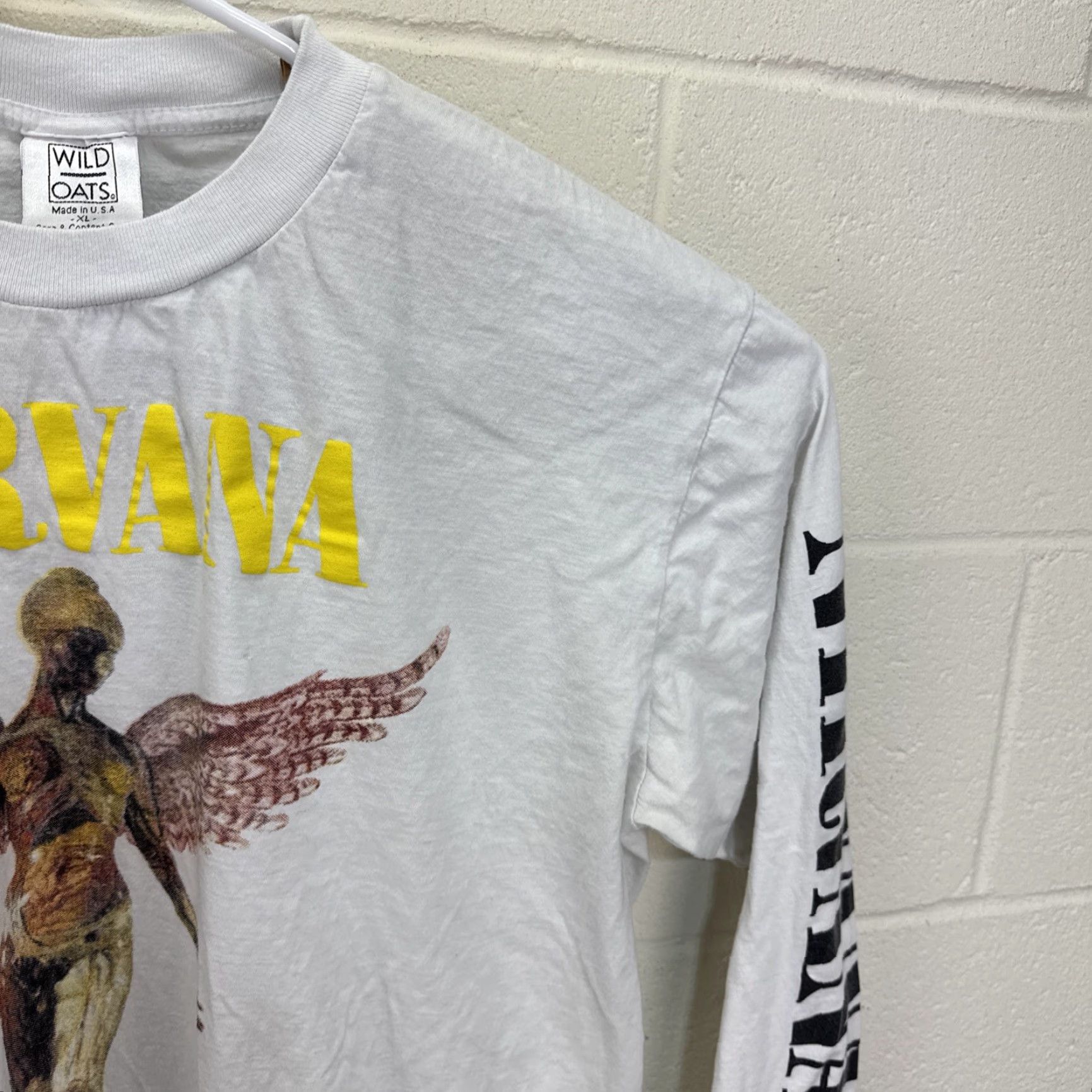 Vintage VINTAGE Nirvana In Utero Band Tee Long Sleeve Shirt Reprint White XL Sleeve Hits Size US XL / EU 56 / 4 - 7 Thumbnail