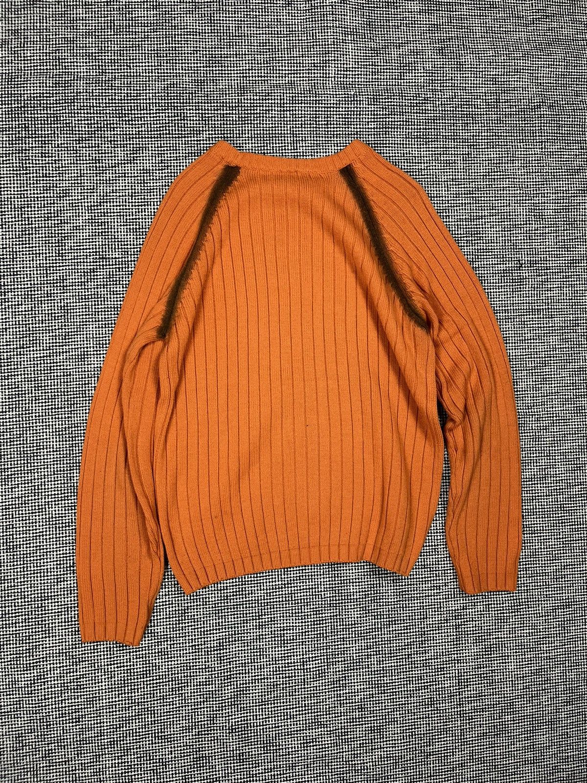 Japanese Brand × Vintage Vintage y2k ribbed tribal paint orange sweater harajuku Size US M / EU 48-50 / 2 - 3 Thumbnail