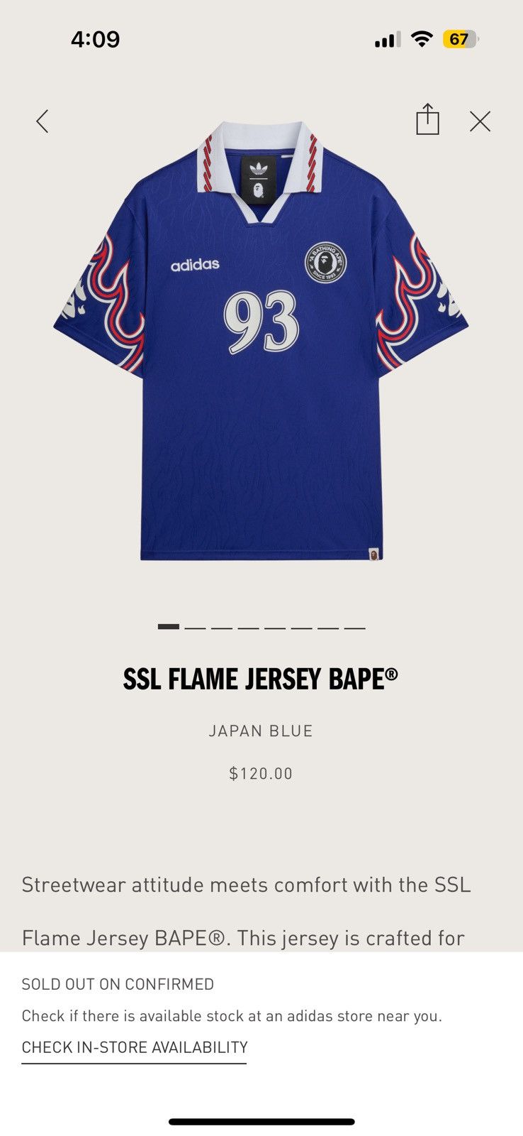 Adidas x Bape SSL Flame Jersey