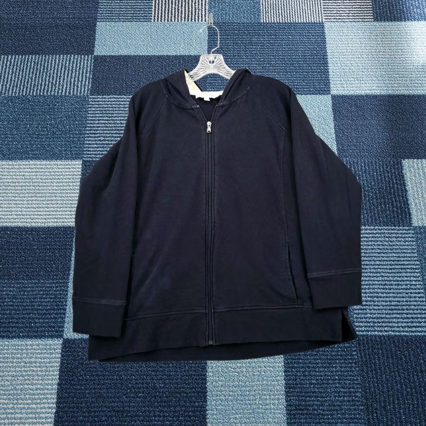 Talbots Talbots Blue Hoodie Womens 1X Zip Pullover Full Zip Hooded Sweatshirt Casual Activewear Knit Cotton Polyester Spandex Size XL / US 12-14 / IT 48-50 - 1 Thumbnail