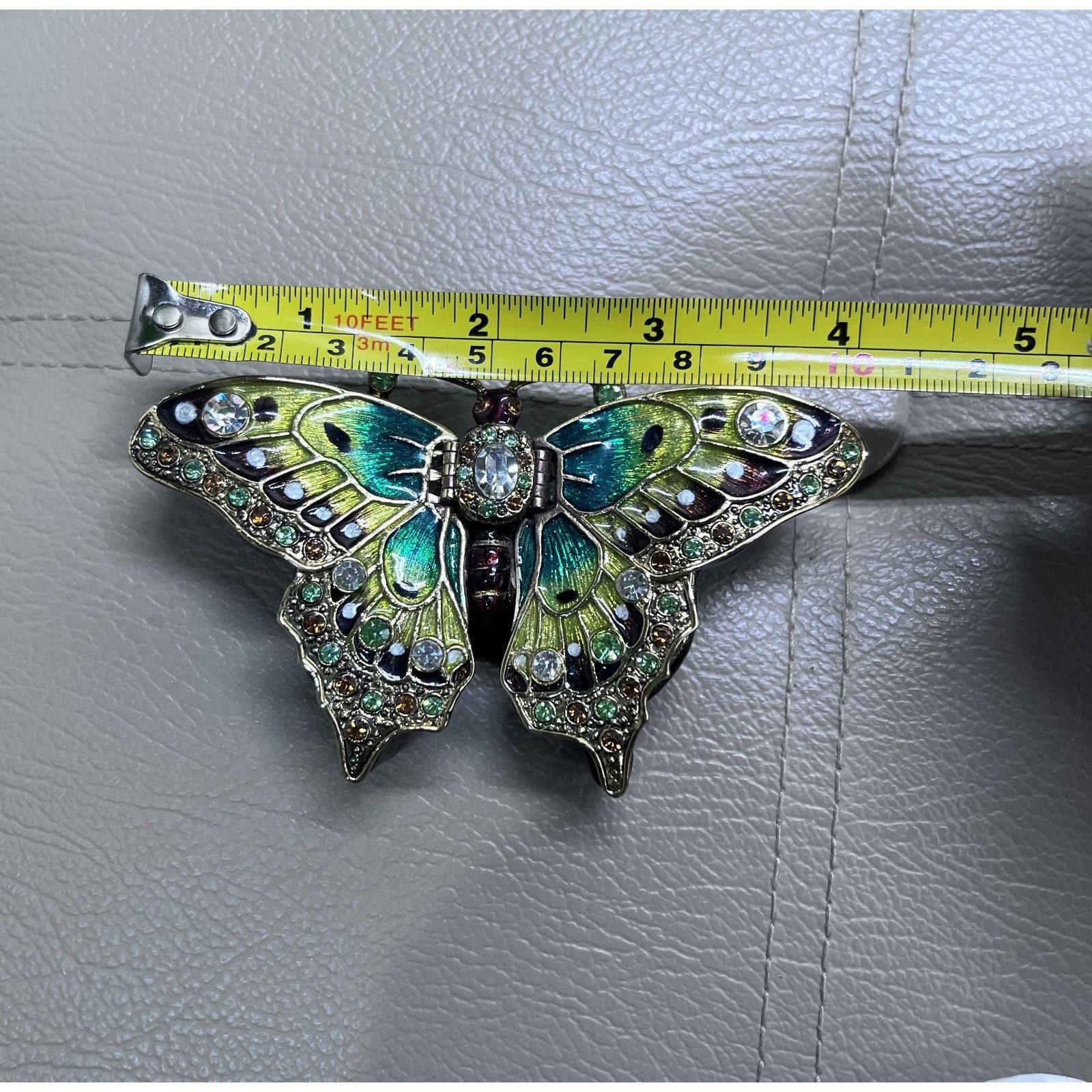 Other Vintage Enameled Yellow & Green Butterfly Trinket Box Size ONE SIZE - 7 Thumbnail