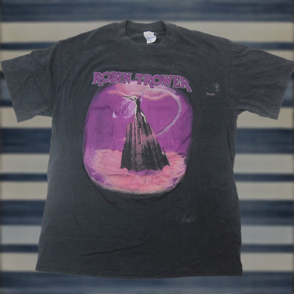 Vintage VINTAGE Robin Trower Tour Mens T-Shirt Black Large Graphic 1989 Boy/Adult? Size US L / EU 52-54 / 3 - 1 Thumbnail