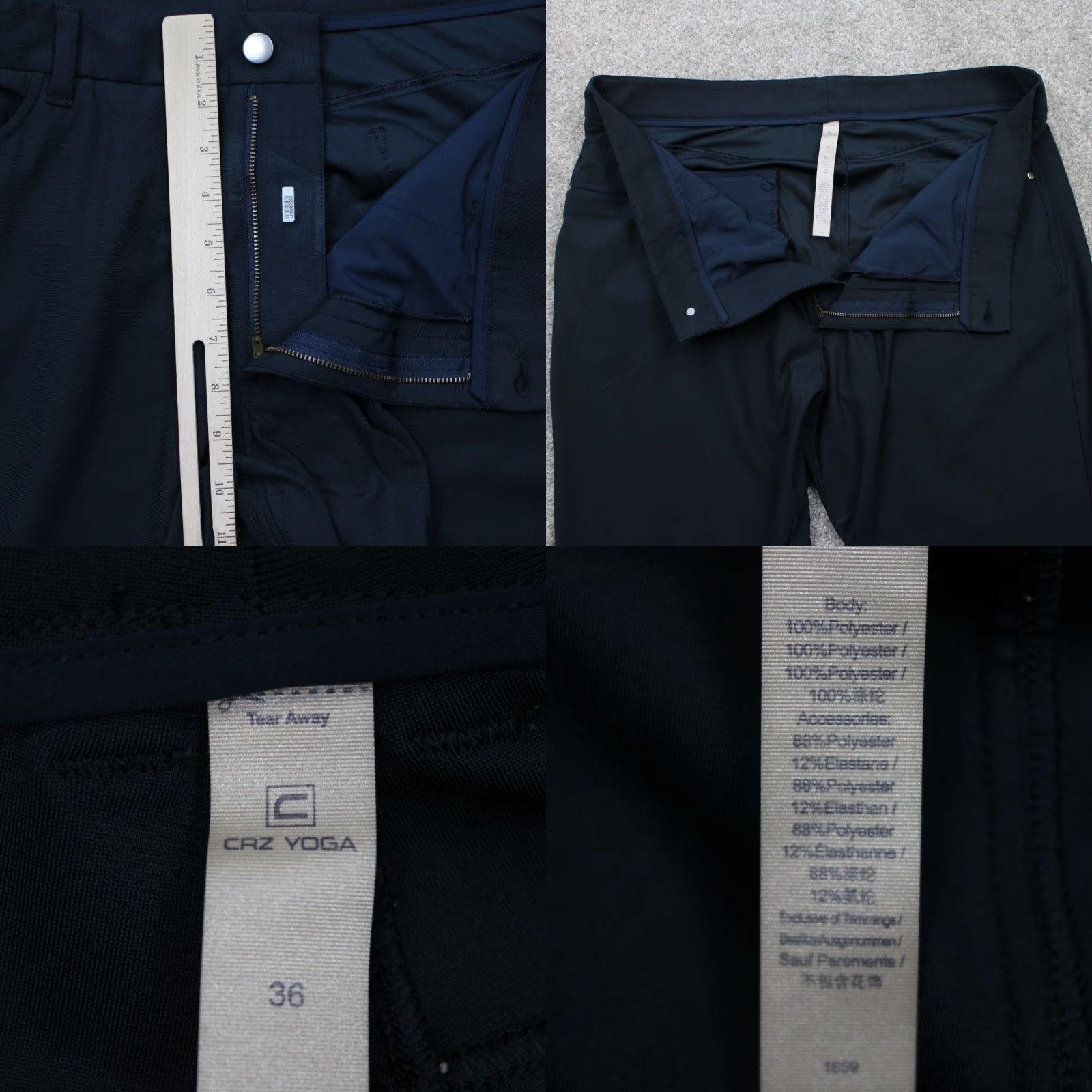 Vintage CRZ YOGA Mens 36 Blue Polyester Straight Leg Inseam 30" Athletic Golf Pants Size US 36 / EU 52 - 8 Thumbnail