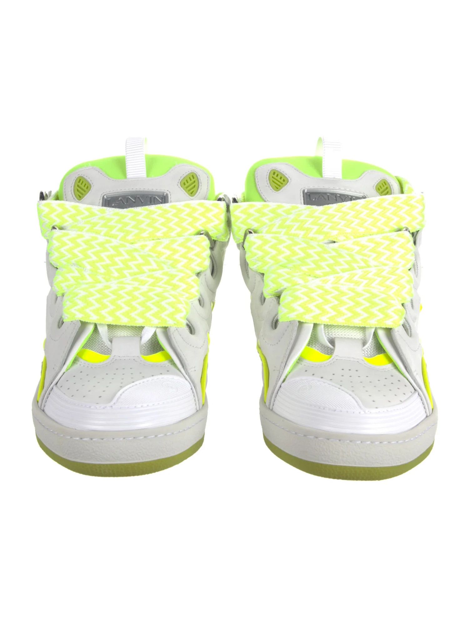 Lanvin Leather Printed Sneakers in White/Yellow Size US 8 / EU 41 - 3 Thumbnail