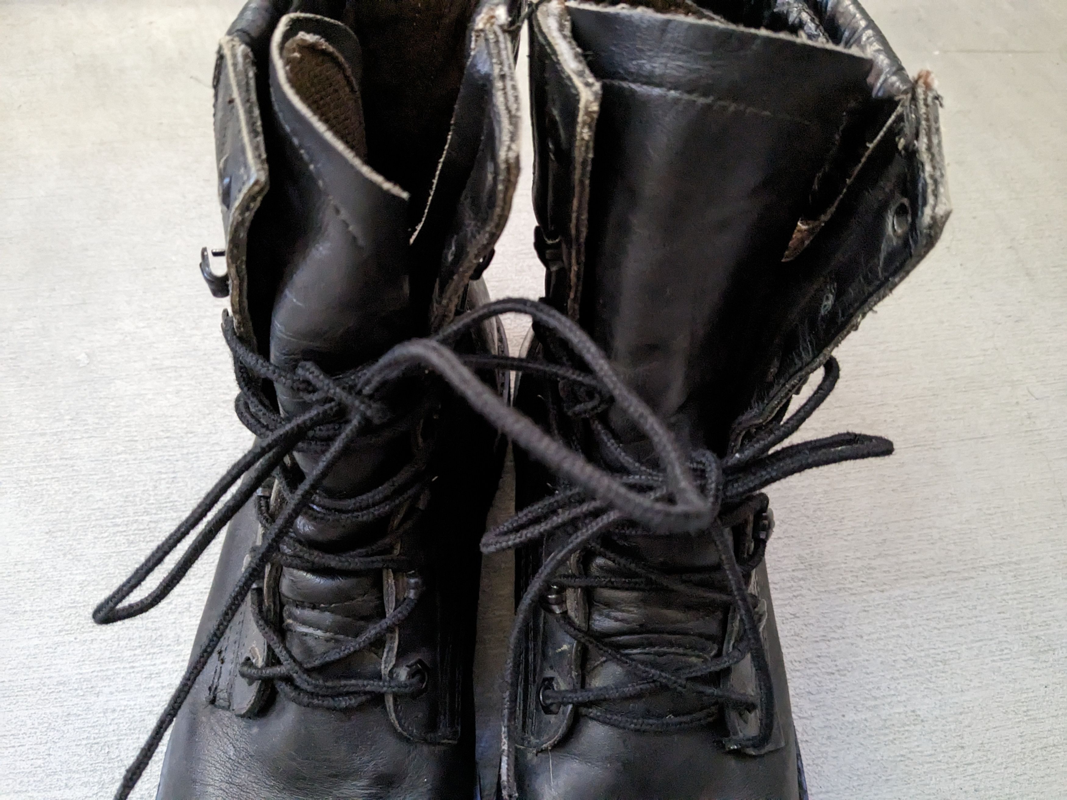 Genuine Leather × Vintage Vintage Combat Boots Black 11.5 Narrow Leather Biker Chunky Size US 11.5 / EU 44-45 - 2 Thumbnail