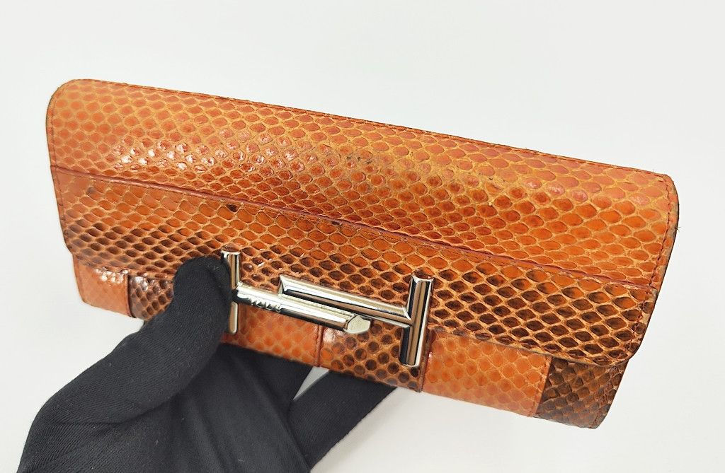 Tod's TODS snake skin orange button wallet Size ONE SIZE - 13 Thumbnail