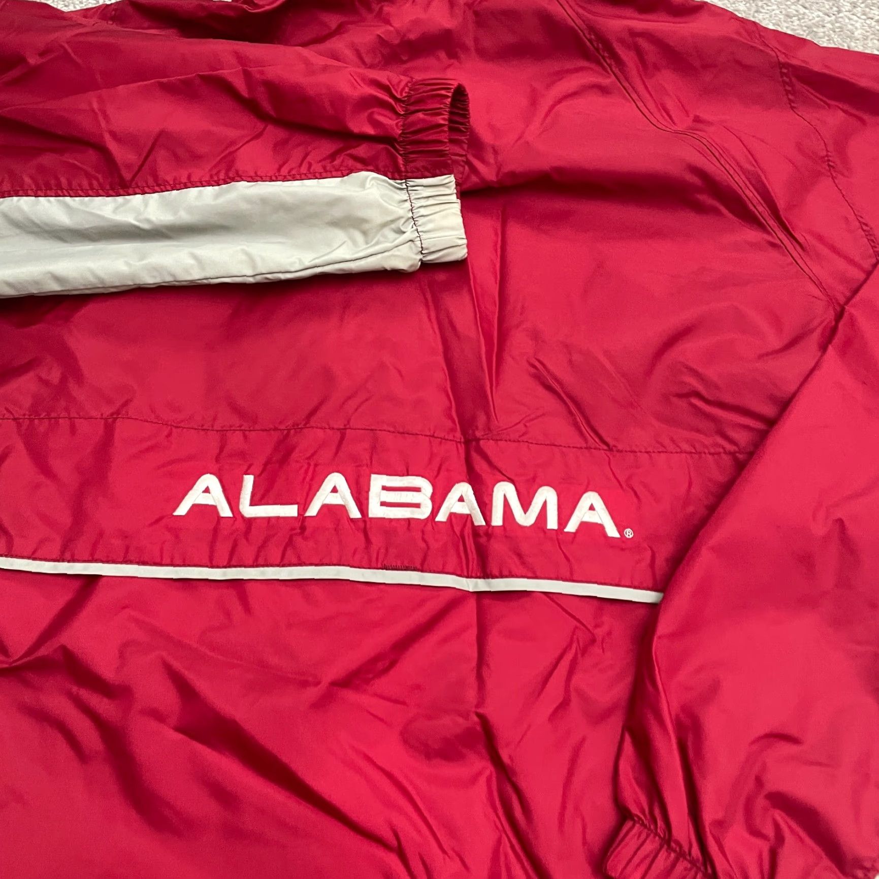 Vintage Columbia Windbreaker Jacket Men Small Red Gray Alabama University Hooded Tuckable Hood Zip Pockets All Seasons Lightweight Soft Shell Size US S / EU 44-46 / 1 - 7 Thumbnail