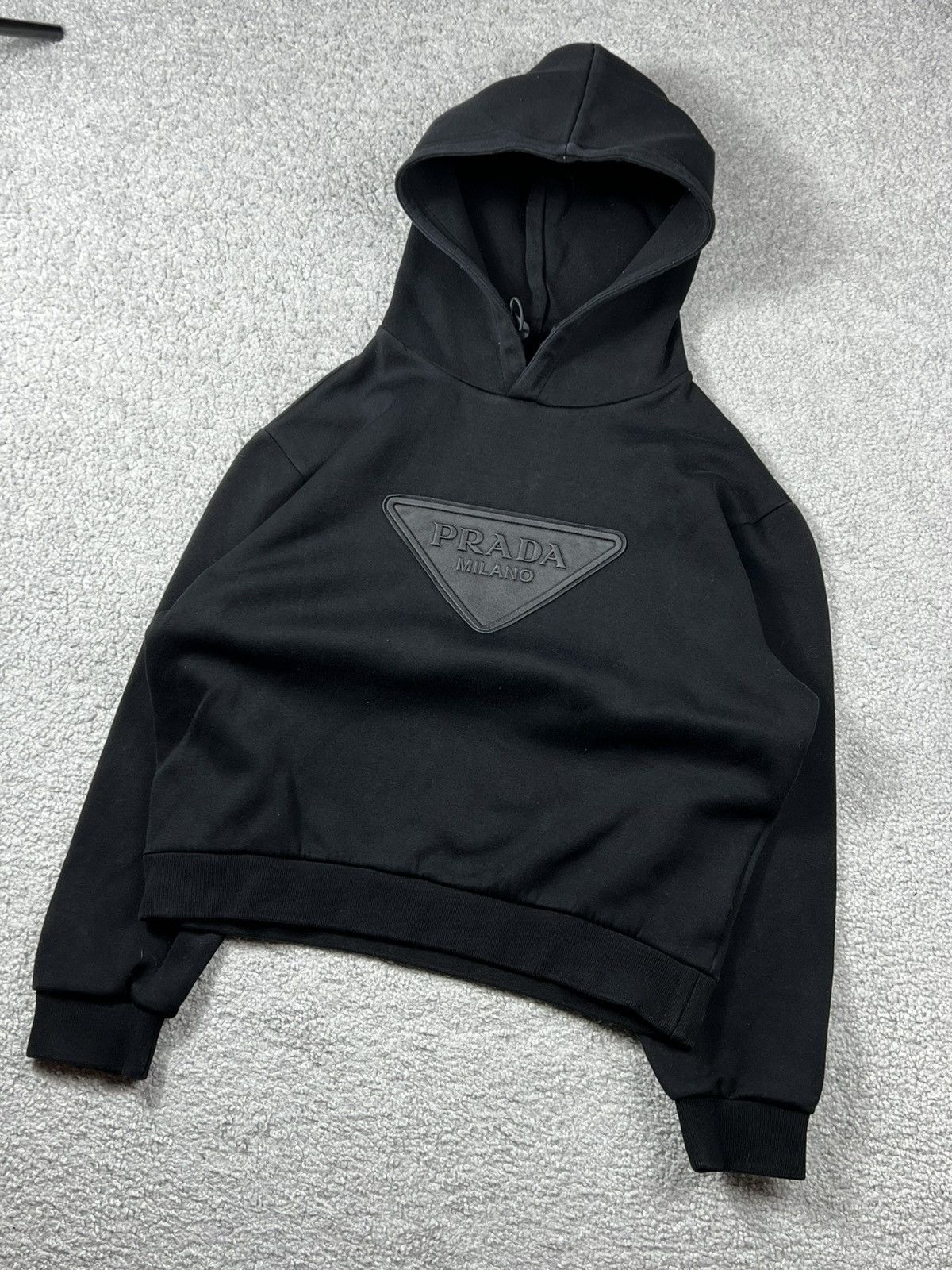 Prada SS22 Prada Logo Leather Patch Hoodie Size M Size US M / EU 48-50 / 2 - 4 Thumbnail