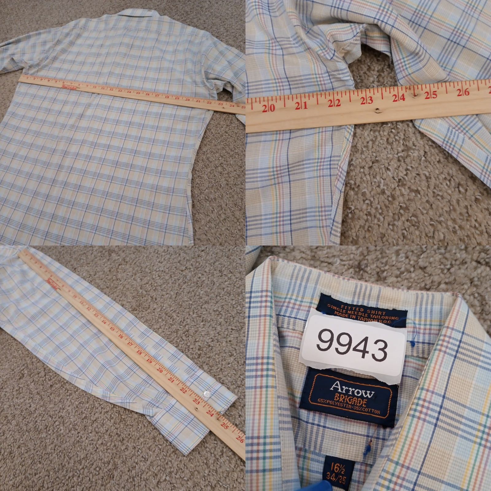 Arrow Arrow Shirt Mens 16.5 Multicolor Plaid Long Sleeve Button Up Cotton Blend Shirt Mens XS-XL? No Size US XL / EU 56 / 4 - 8 Thumbnail