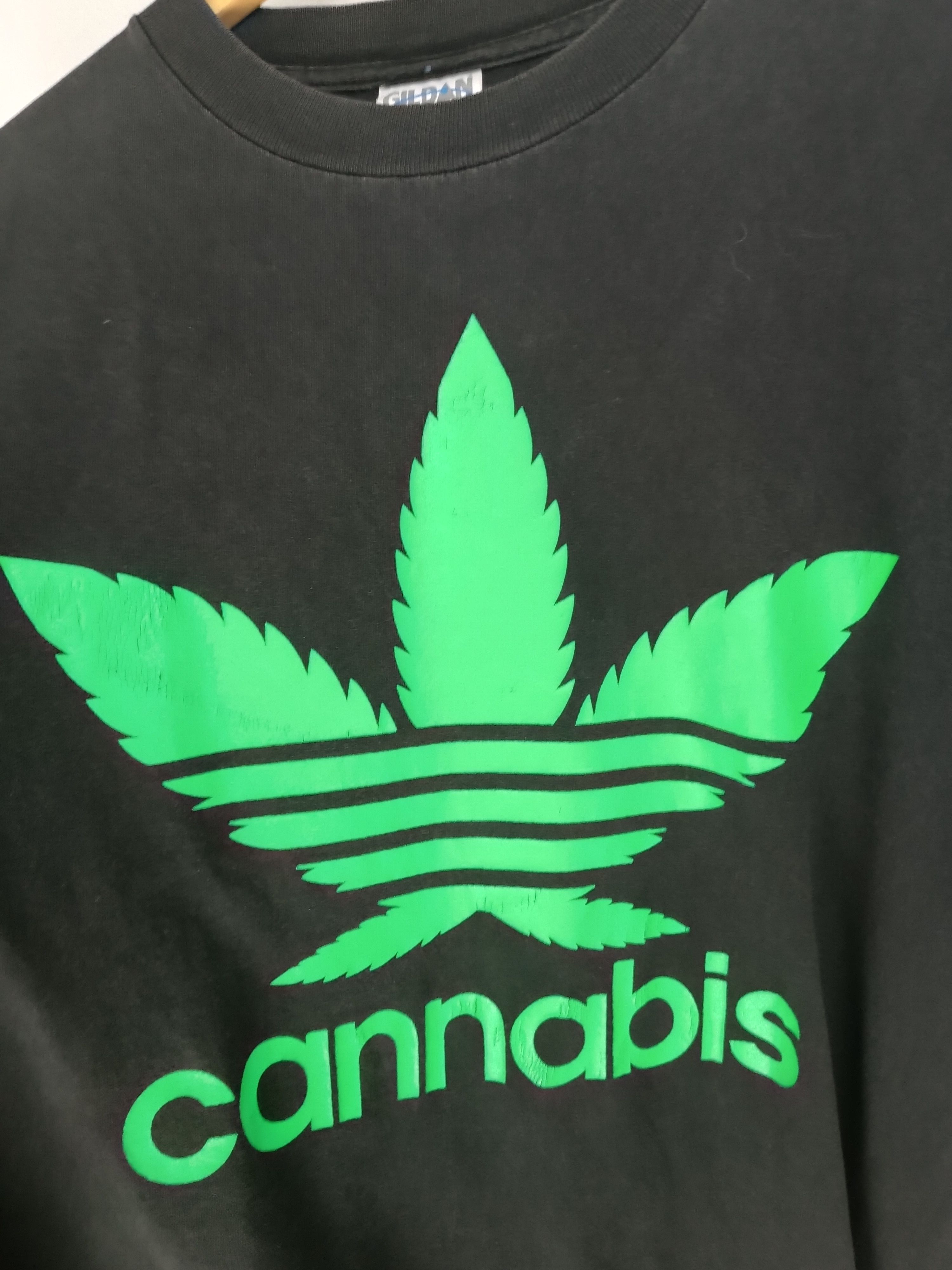 Vintage VINTAGE 2000s CANNABIS ADIDAS PARODY FUNNY HUMOR ADULTS TEE Size US M / EU 48-50 / 2 - 7 Thumbnail