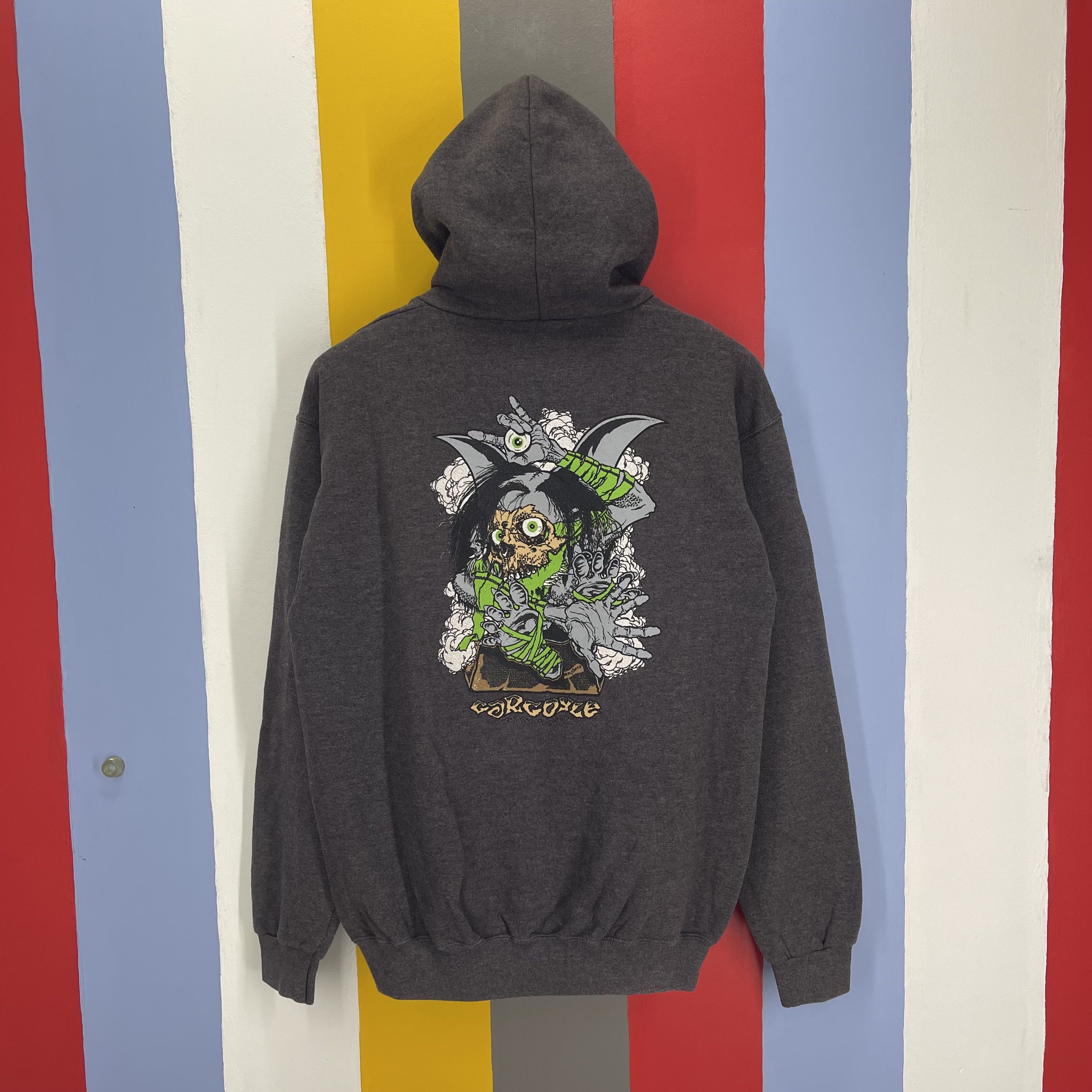 トップス old ZORLAC printed sweat hoodie ZORLAC SKATEBOARDS DEVIL RETRO VINTAGE SKATEBOARDING HOODIE