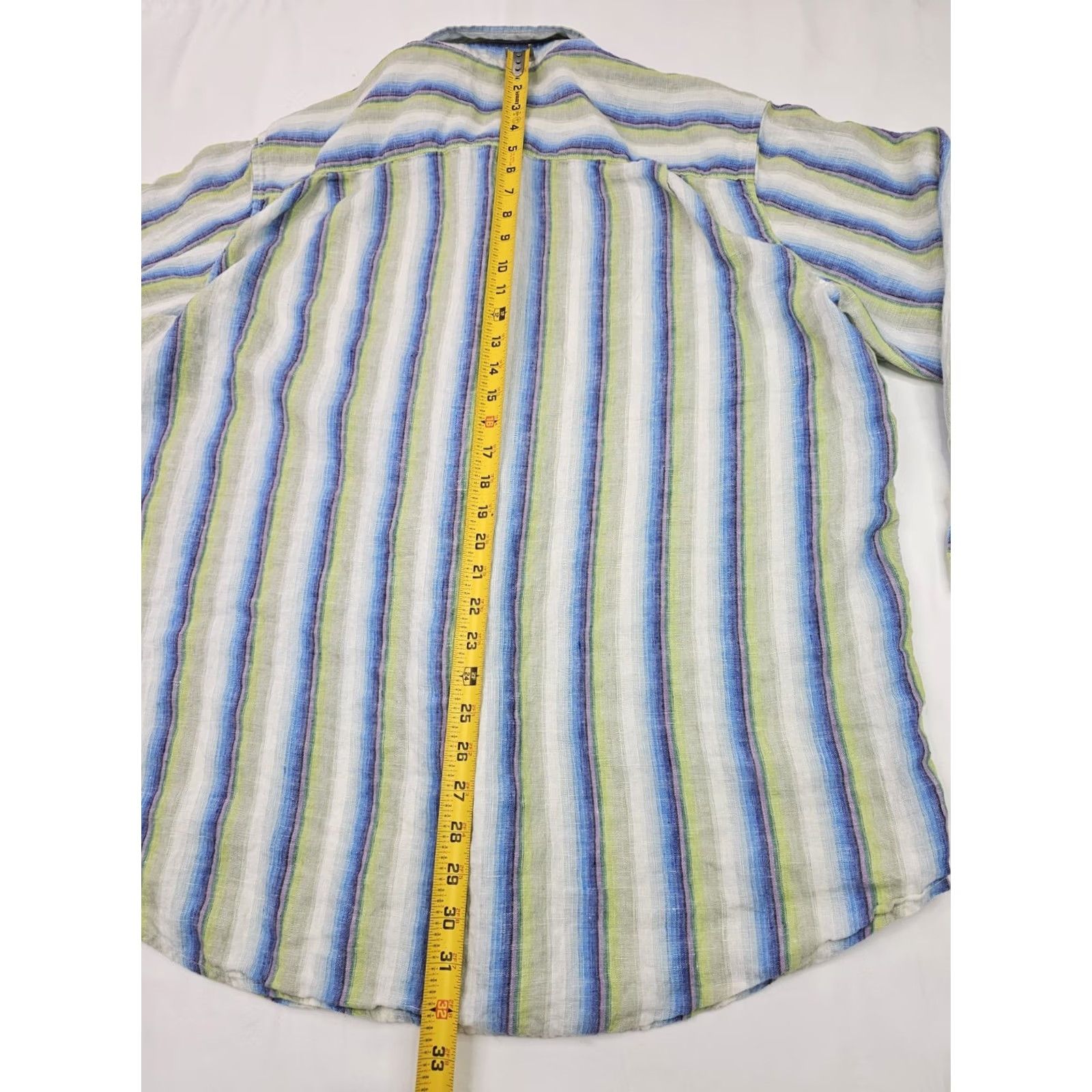 Tommy Bahama Tommy Bahama Indigo Palms Button-Up Shirt Multicolor Stripe 100% Linen LG Adults Mens Large Size US L / EU 52-54 / 3 - 7 Thumbnail