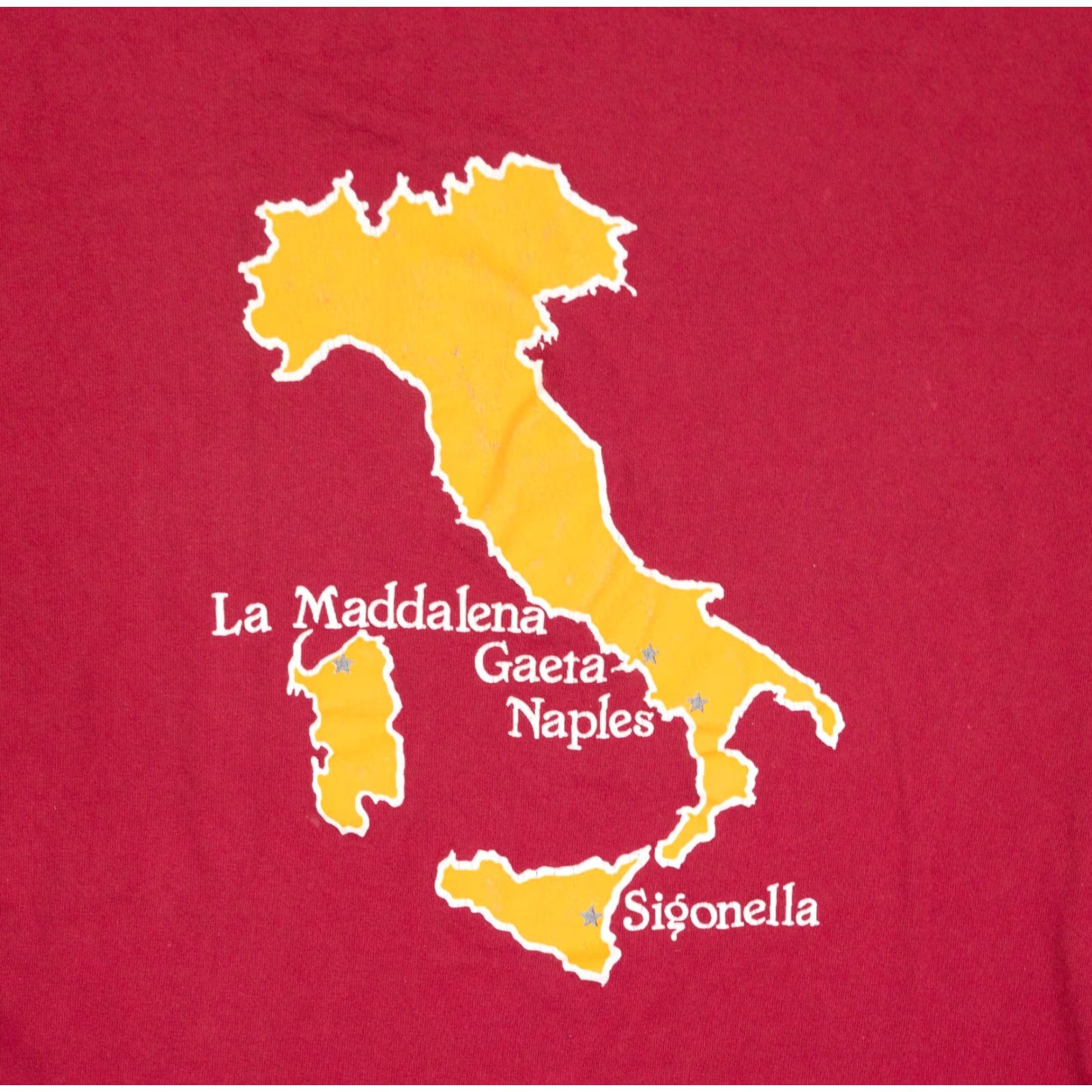 Vintage VINTAGE Jostens Map T-Shirt Men L US Military Base Single Stitch Red 90s Army Italy Navy Air Force Size US L / EU 52-54 / 3 - 2 Thumbnail