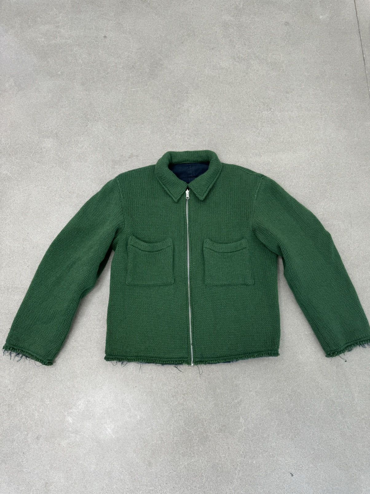 Comme des Garcons AW2002 Reversible Cotton Work Jacket Knit Wool Blouson |  Grailed