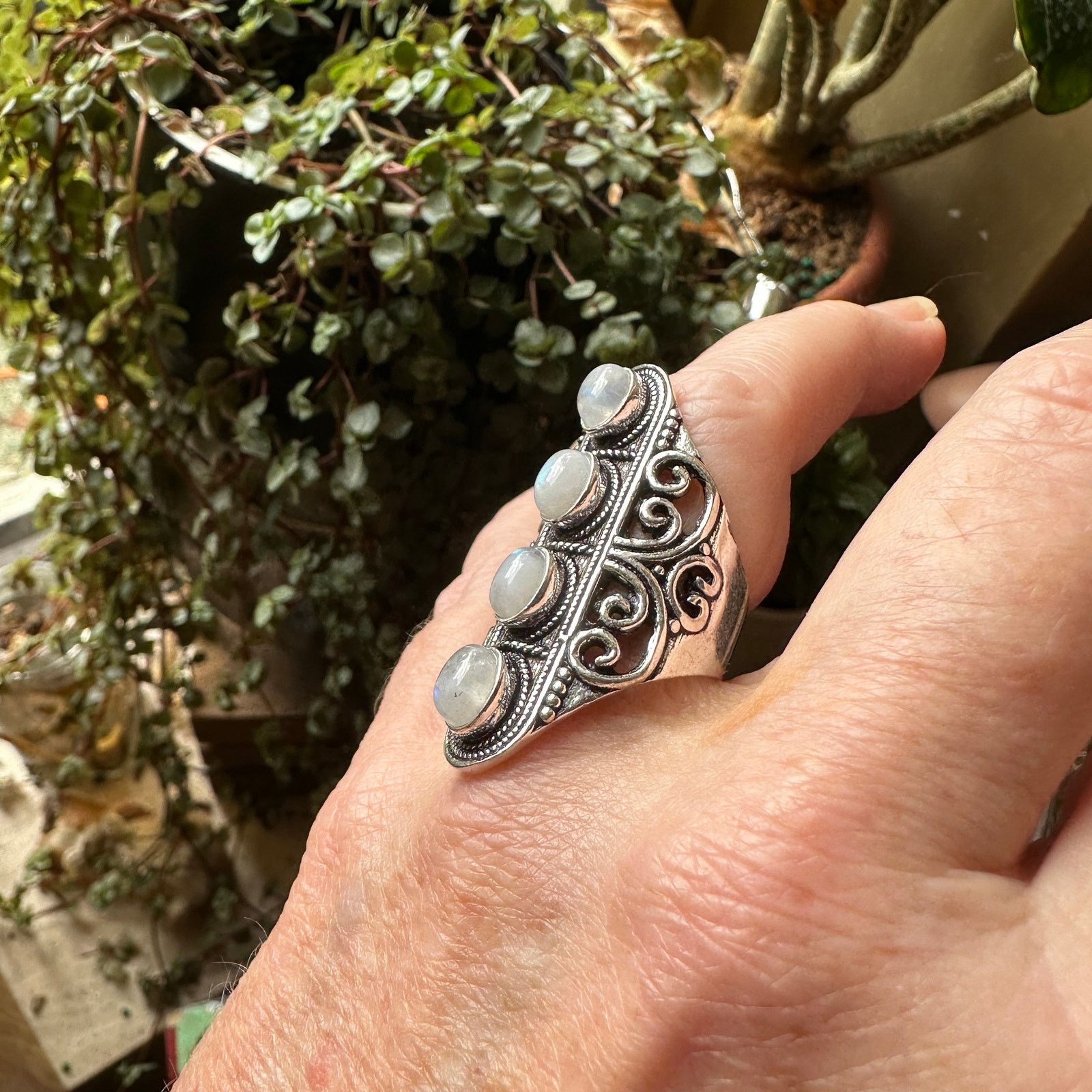 The Unbranded Brand Moonstone Sterling Silver Boho Ring Size 8 Size ONE SIZE - 5 Thumbnail