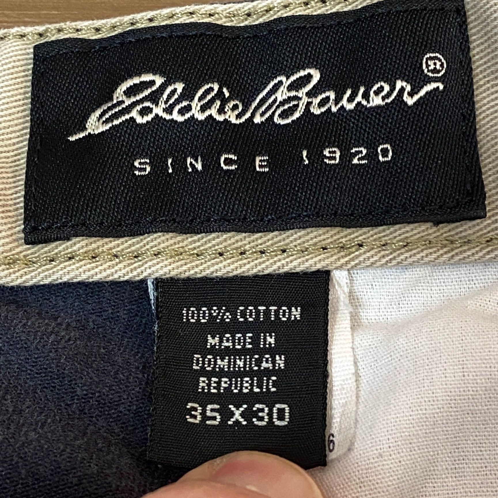 Eddie Bauer Eddie Bauer Mens Chino Pants Pleated Classic Fit Wrinkle Resistant Gray 35x30 Slant Pockets Work Casual Navy Blue Cotton Blend Button Zip Regular Mens Size US 35 - 3 Thumbnail