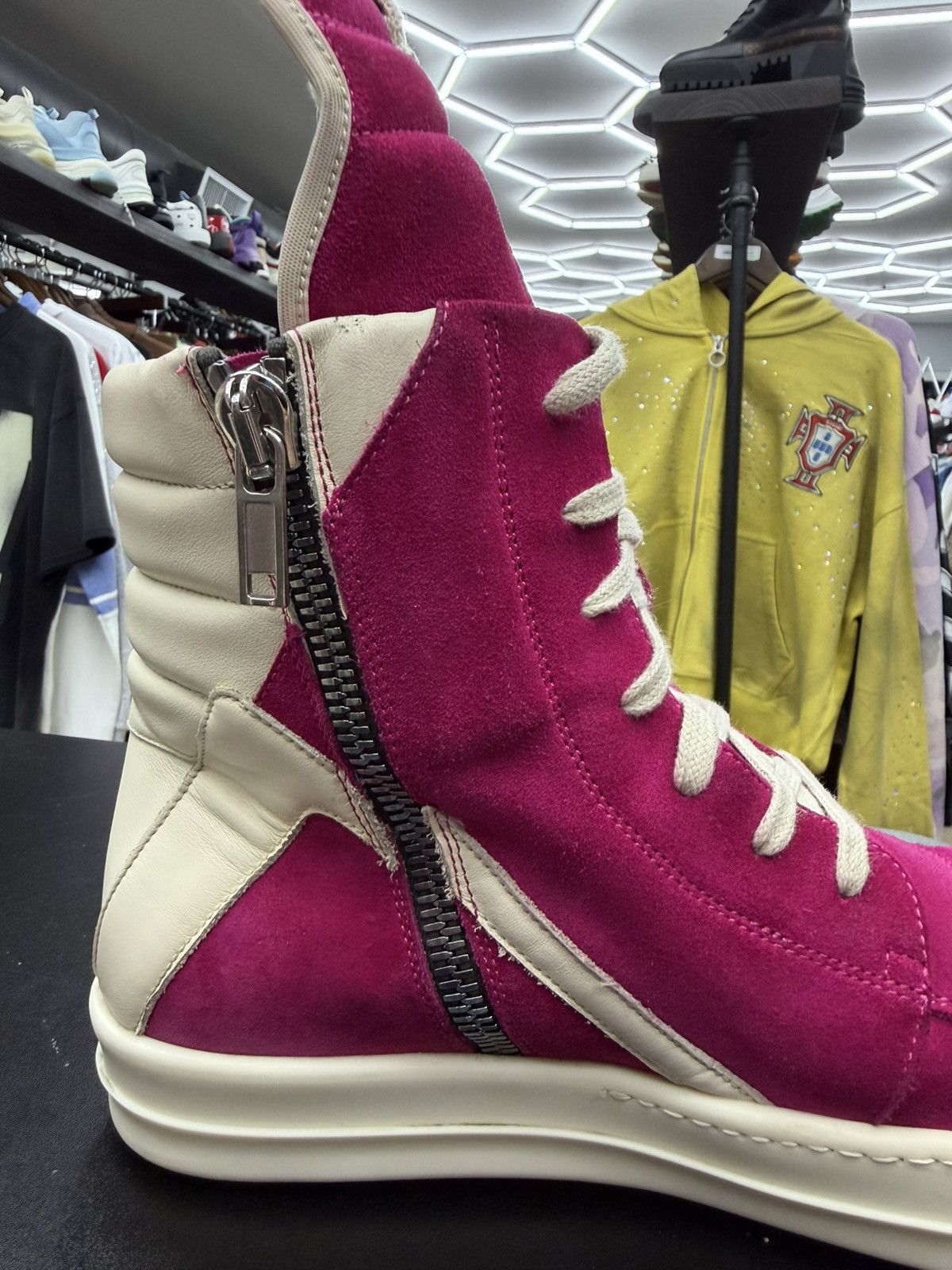 Rick Owens Size 11.5US/44.5EU - Rick Owens Geobasket Hot Pink Suede Size US 11.5 / EU 44-45 - 7 Thumbnail