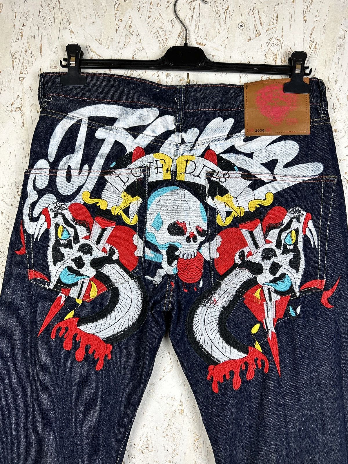 Ed Hardy Vintage 2008 Ed Hardy Audigier Love Dies Denim Jeans 36x32 Size US 36 / EU 52 - 2 Thumbnail
