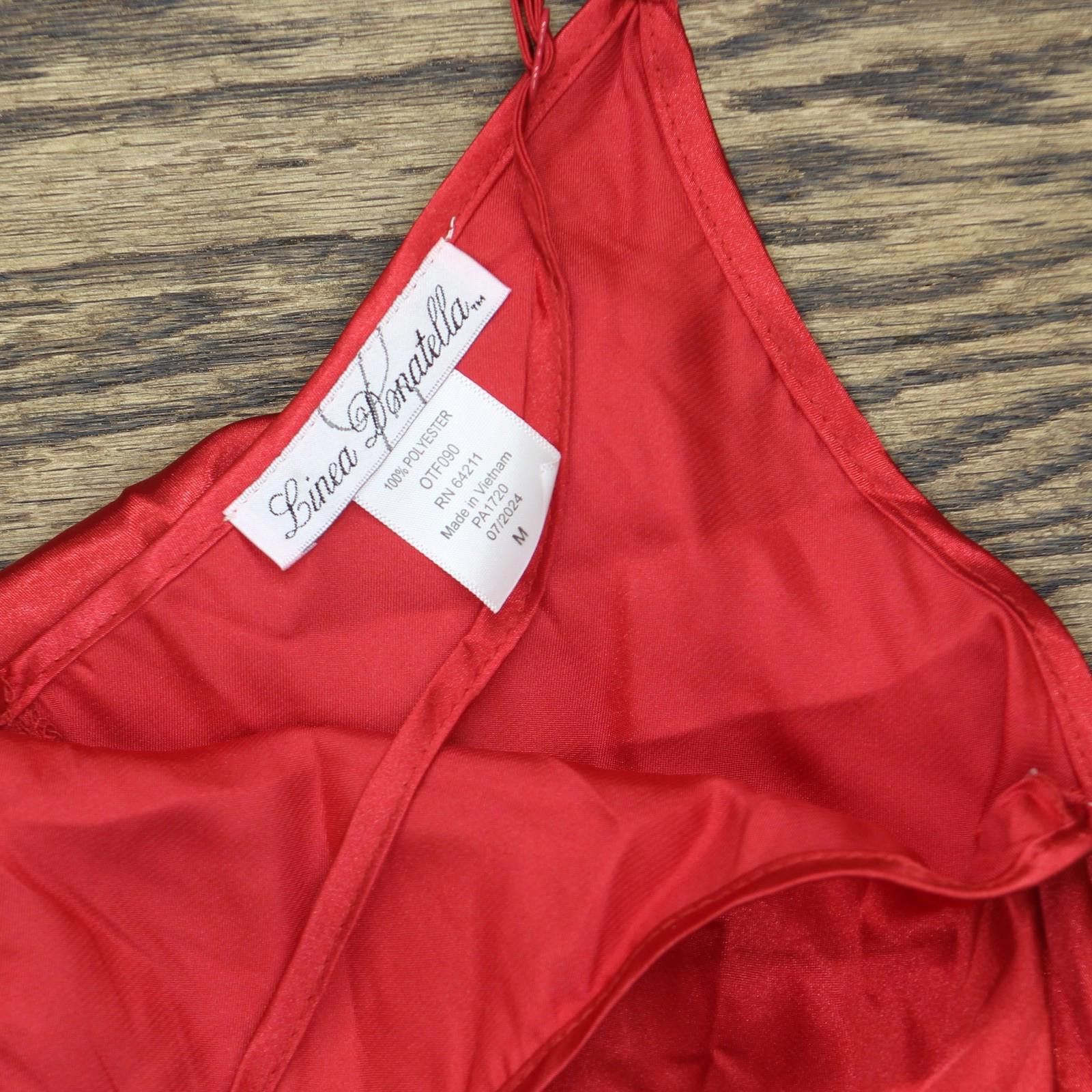 Other New Linea Donatella Fringe-trim Chemise Nightgown Red M Size ONE SIZE - 4 Thumbnail