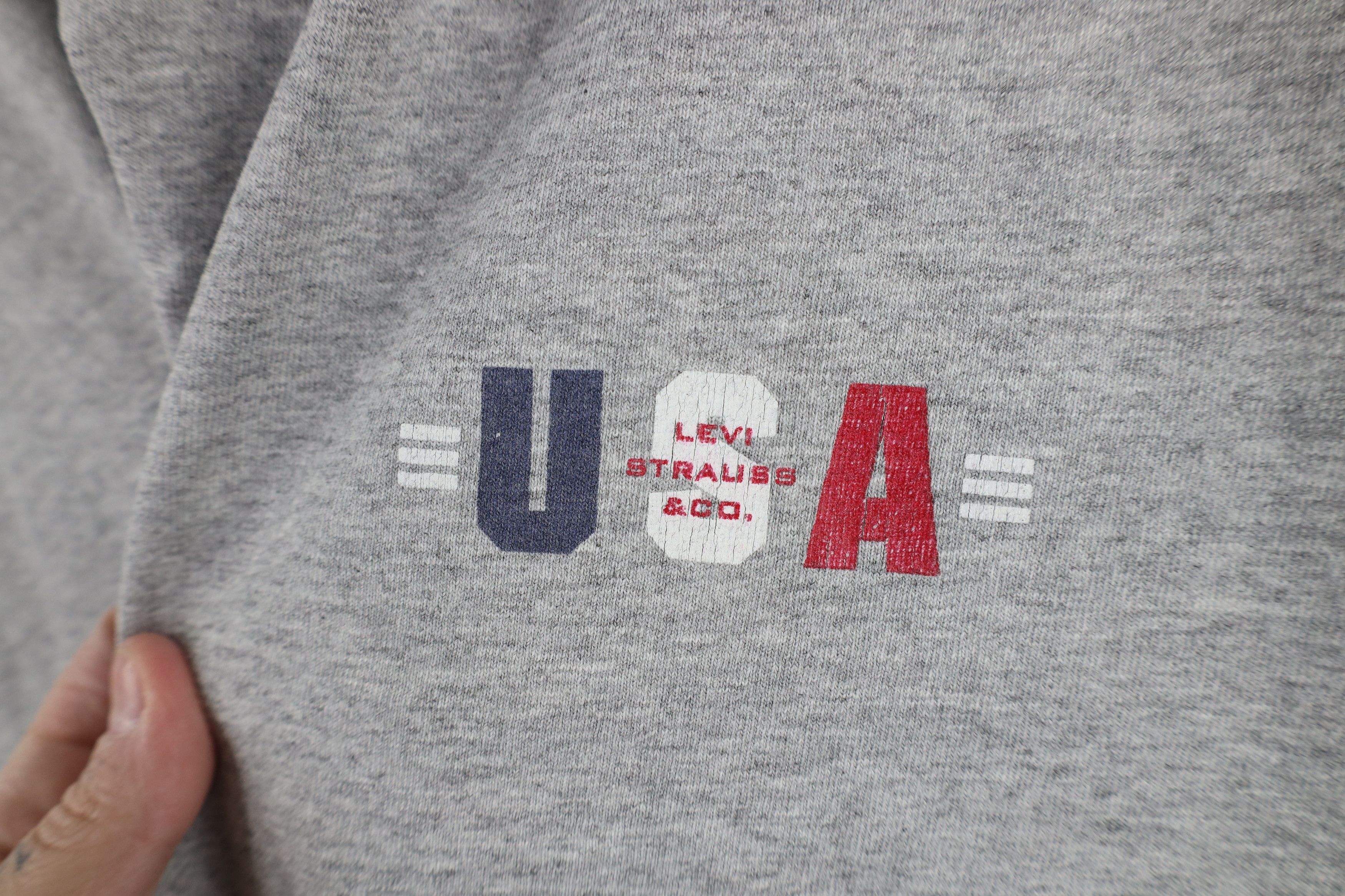 Levi's × Vintage Vintage 90s Levis Spell Out USA V-Neck T-Shirt Gray USA Size US XL / EU 56 / 4 - 5 Thumbnail