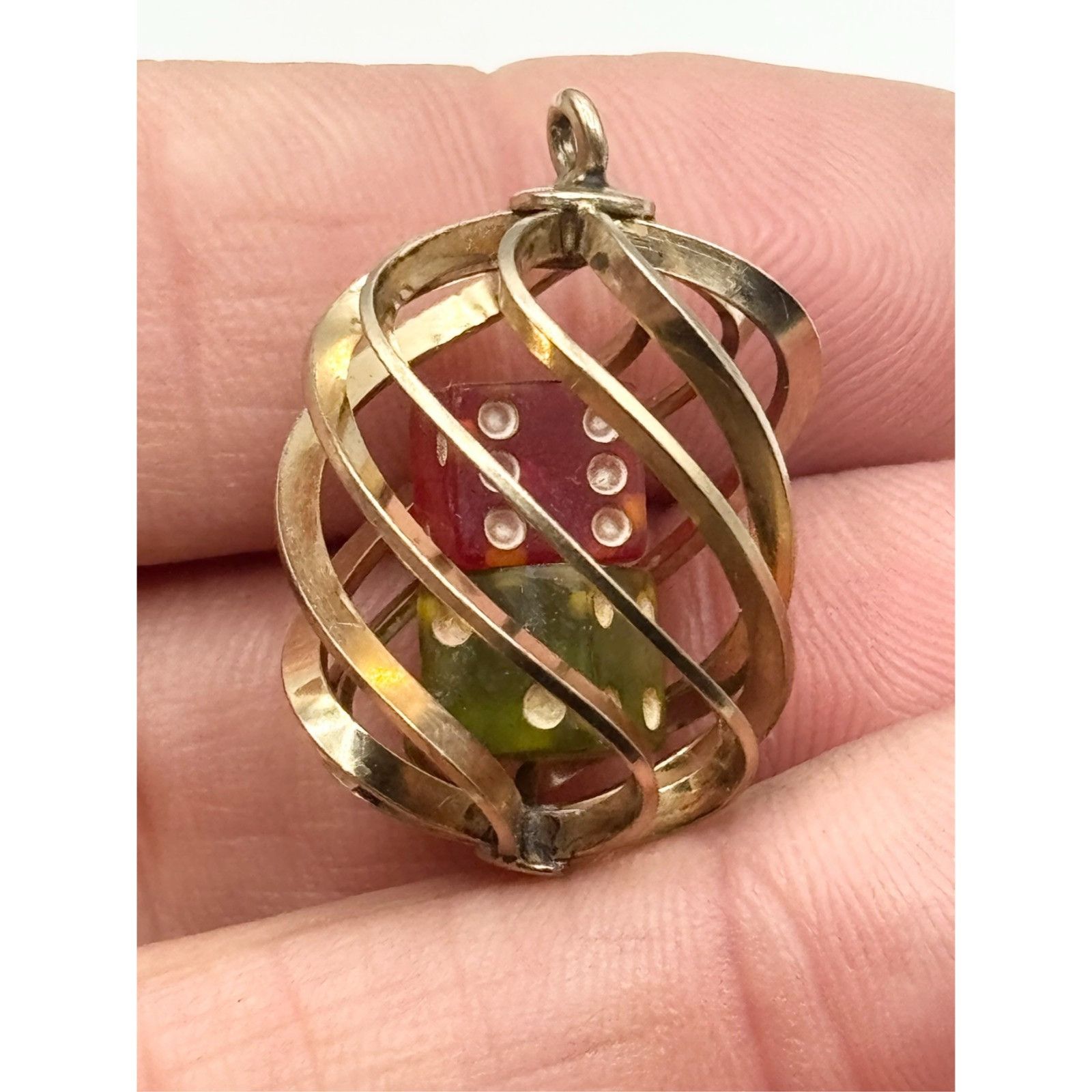 Vintage Danecraft Caged Dice Casino Gold Filled Estate Vintage Charm Size ONE SIZE - 2 Thumbnail