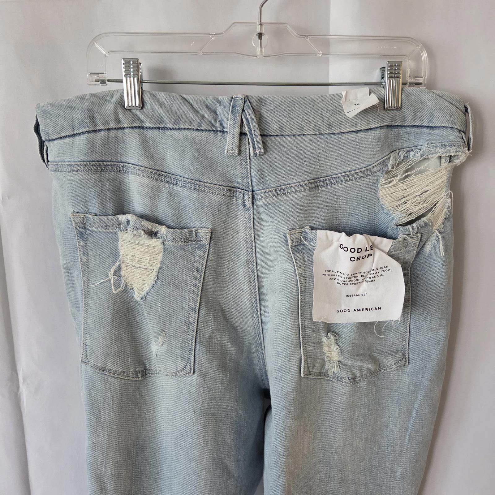 Designer Good American - Good Leg Distressed Crop Jean - Size 16 Size 38" / US 16 / IT 52 - 5 Thumbnail