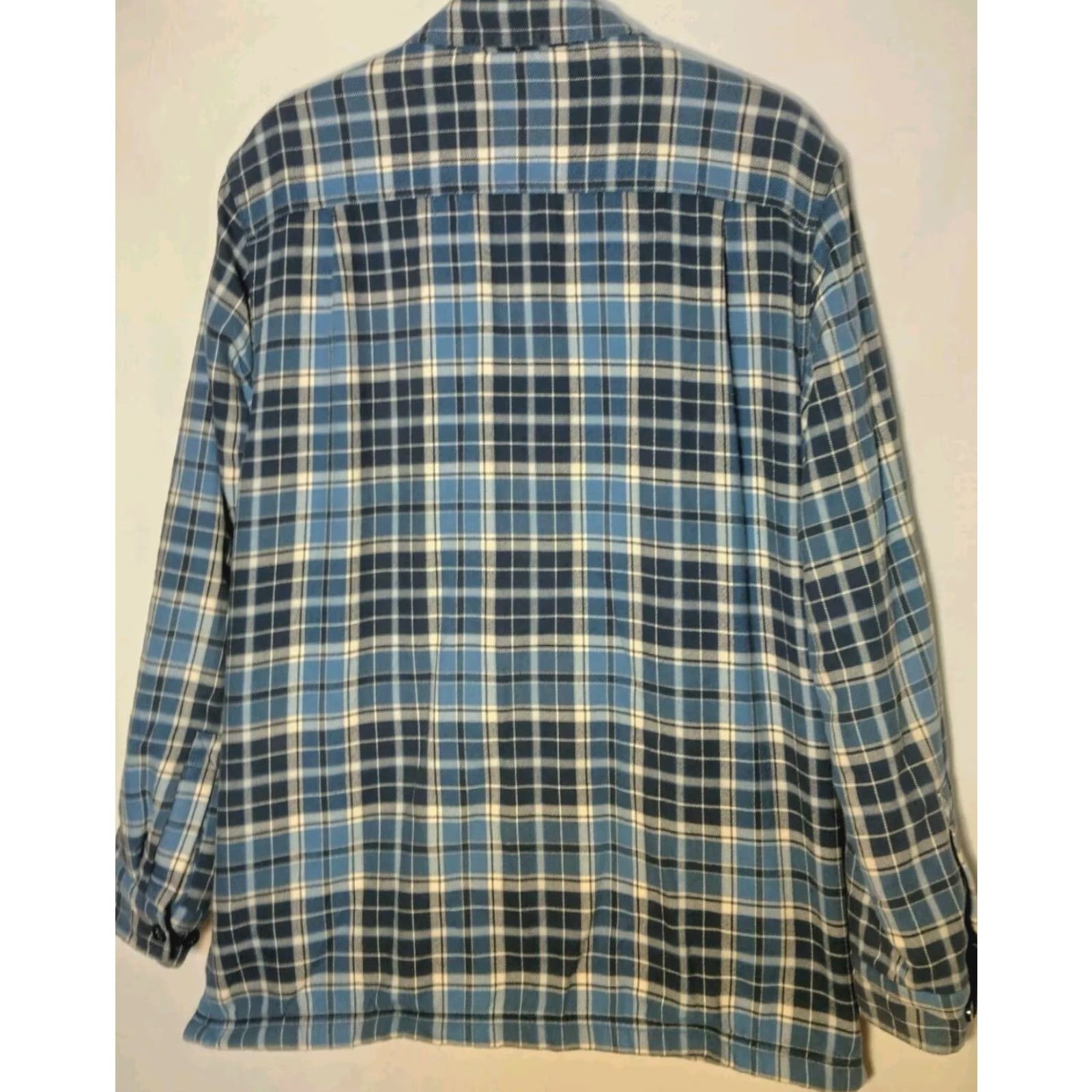 Vintage LL Bean Shacket Shirt Jacket M Blue Plaid Flannel Fleece Lined Work Size US M / EU 48-50 / 2 - 2 Thumbnail