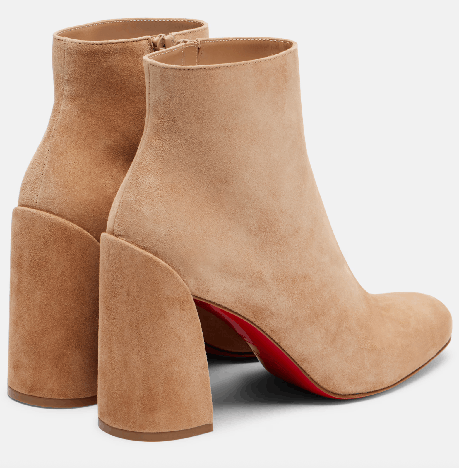 Christian Louboutin Turela 85 Lionne Beige Suede Short Ankle Block Heel Boot 41 Size US 11 / IT 41 - 12 Thumbnail